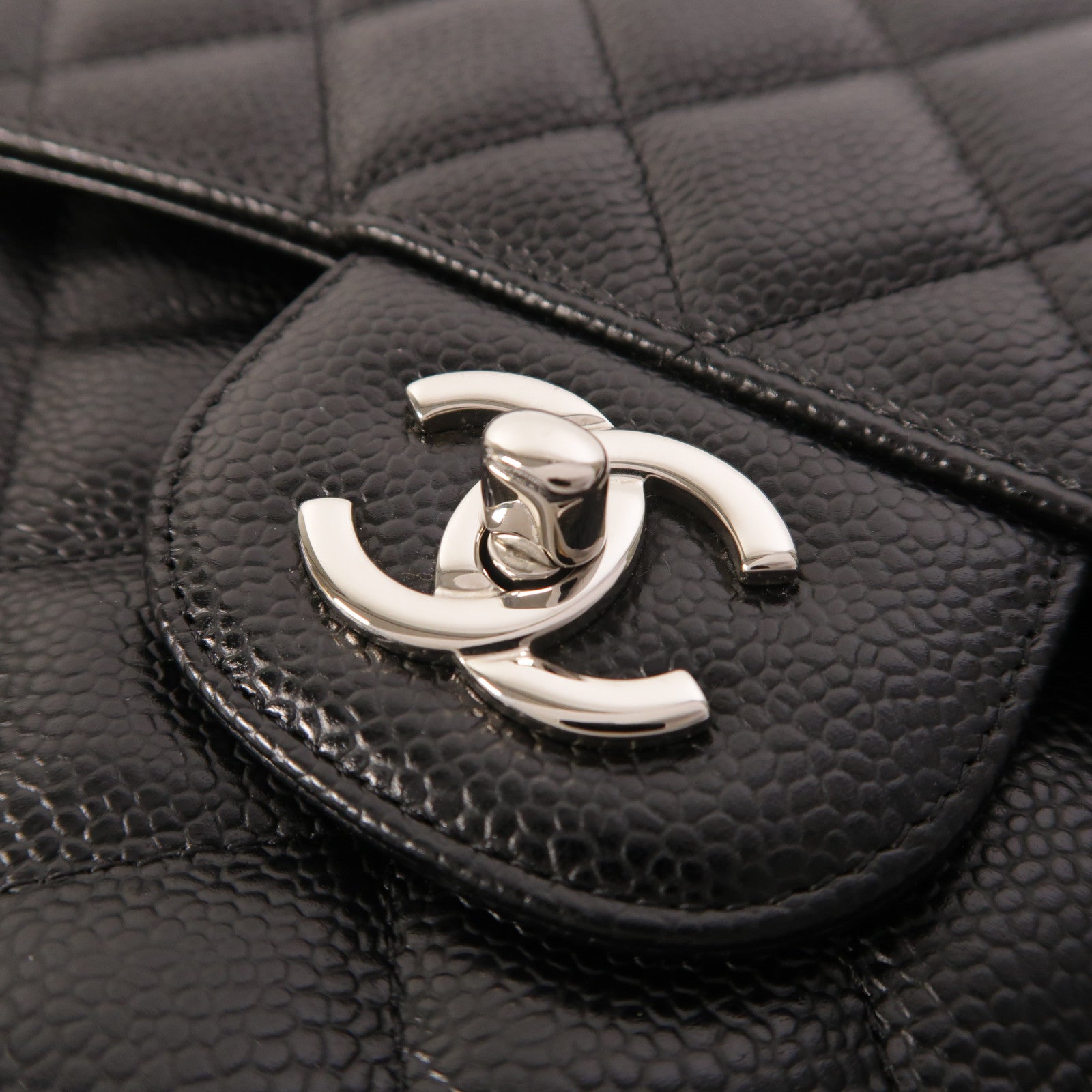 CHANEL 牛皮皮革Large Classic銀扣鏈帶肩背袋