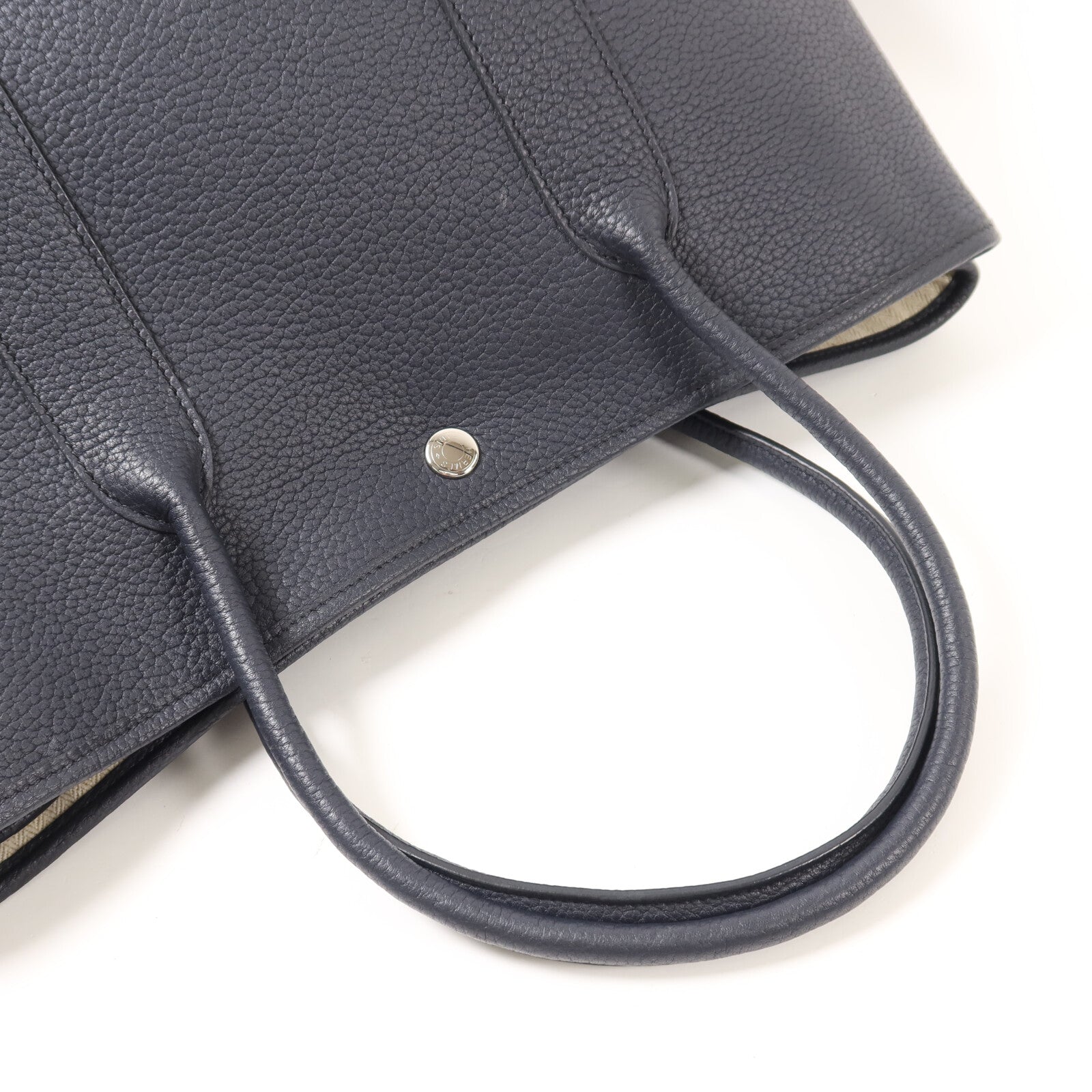 HERMES Negonda皮革Garden Party 36銀扣手挽袋Bleu Indigo