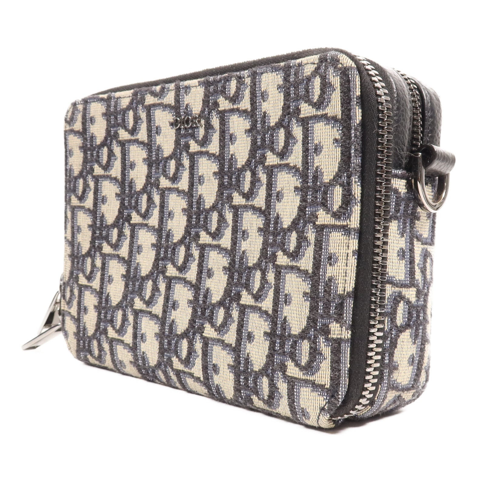 Dior 帆布Zipped Pouch With Strap銀扣肩背袋