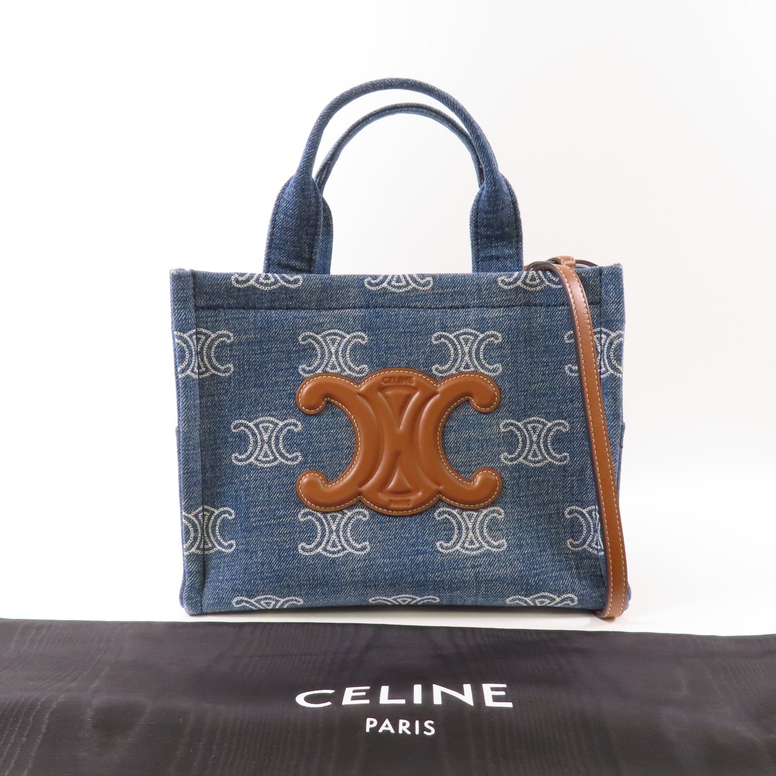 CELINE 牛仔布Shoulder Bag金扣手挽肩背兩用袋