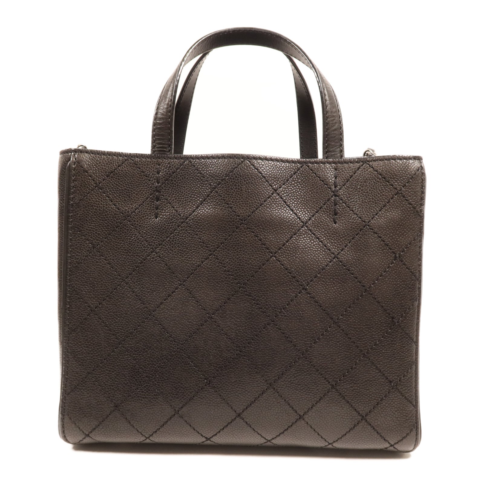 CHANEL 牛皮皮革2 Way Shoulder Bag銀扣鏈帶手挽肩背兩用袋