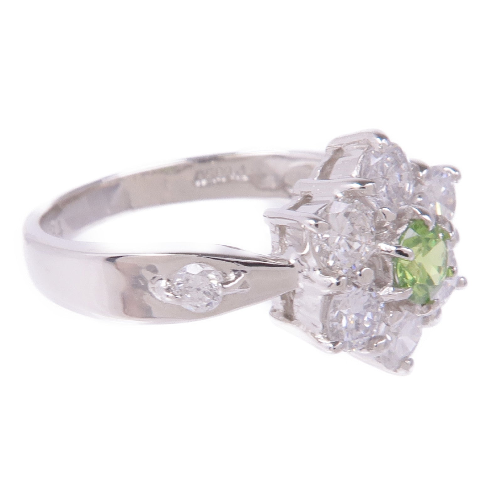 JEWELRY PT850鉑金Demantoid Garnet Diamond Ring US#5.75