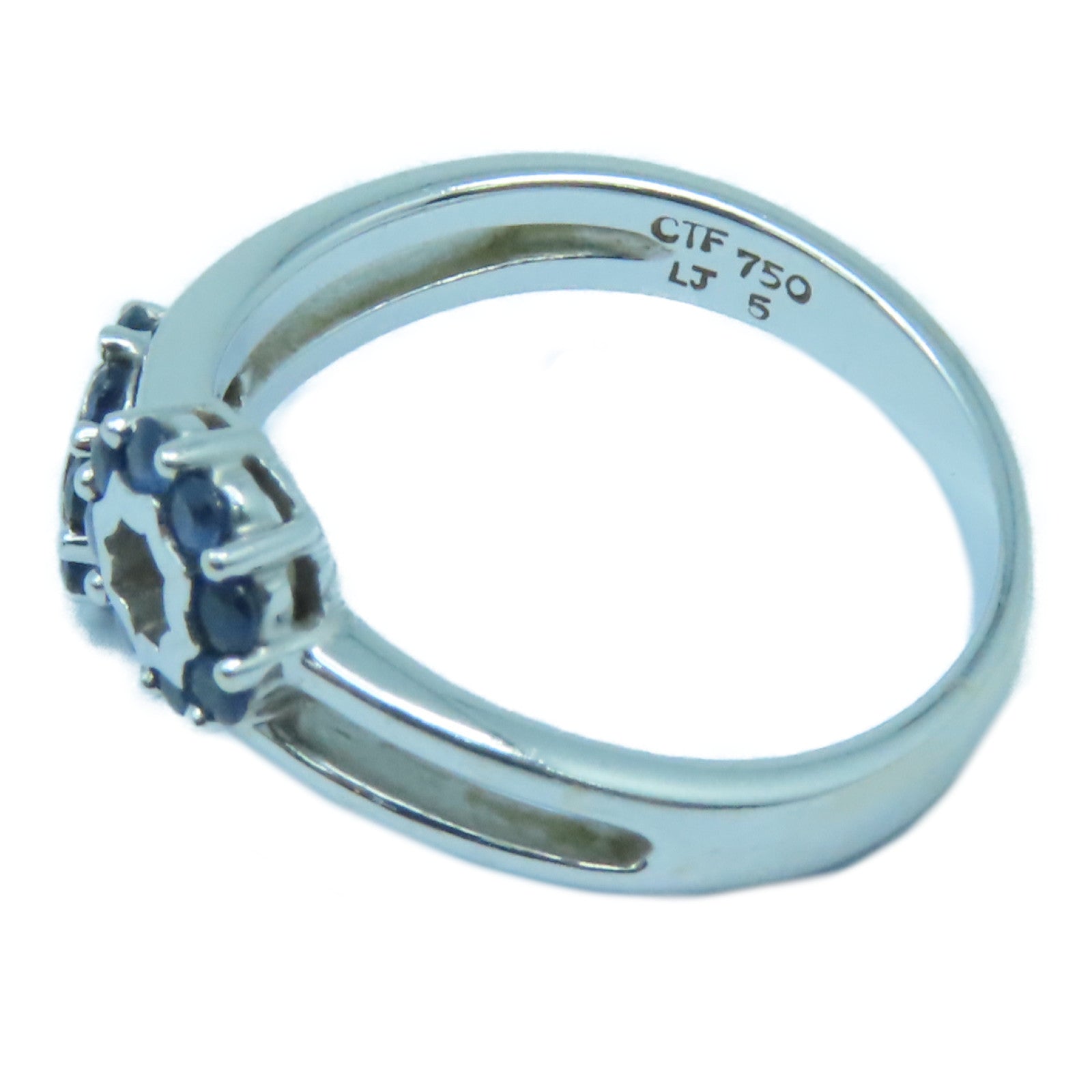 JEWELRY 【激減優惠】18K白金Sapphire Ring藍寶石戒指銀色/藍色US#6