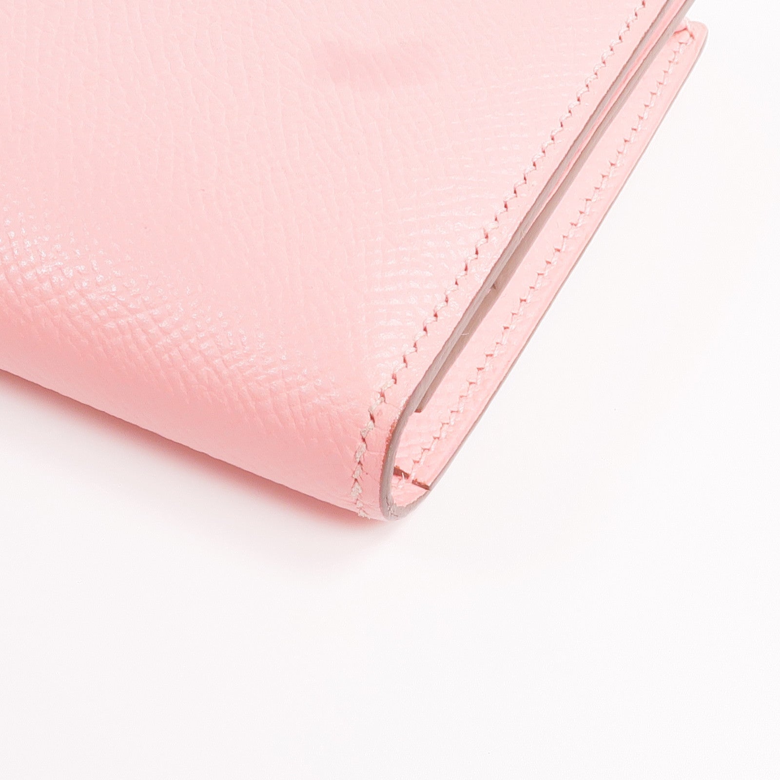 HERMES Epsom皮革Bearn W Snap銀扣長錢包Rose confetti