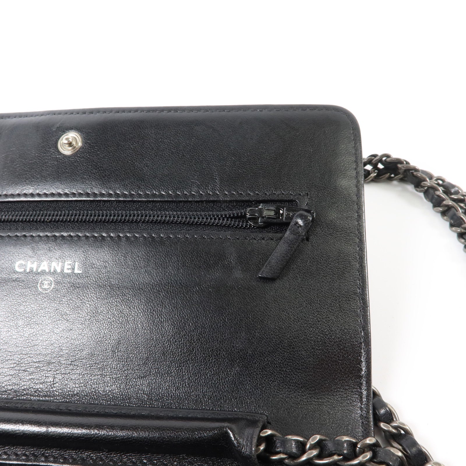 CHANEL 羊皮皮革Boy Chanel Wallet on Chain銀扣鏈帶肩背袋
