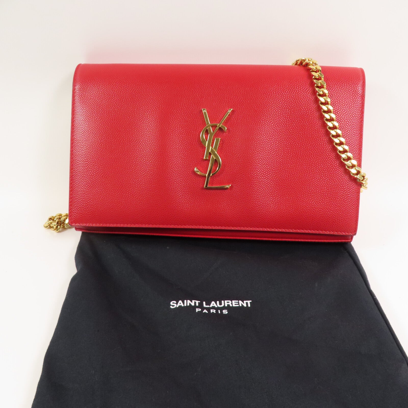 YVES SAINT LAURENT 牛皮皮革Kate Medium金扣鏈帶肩背袋