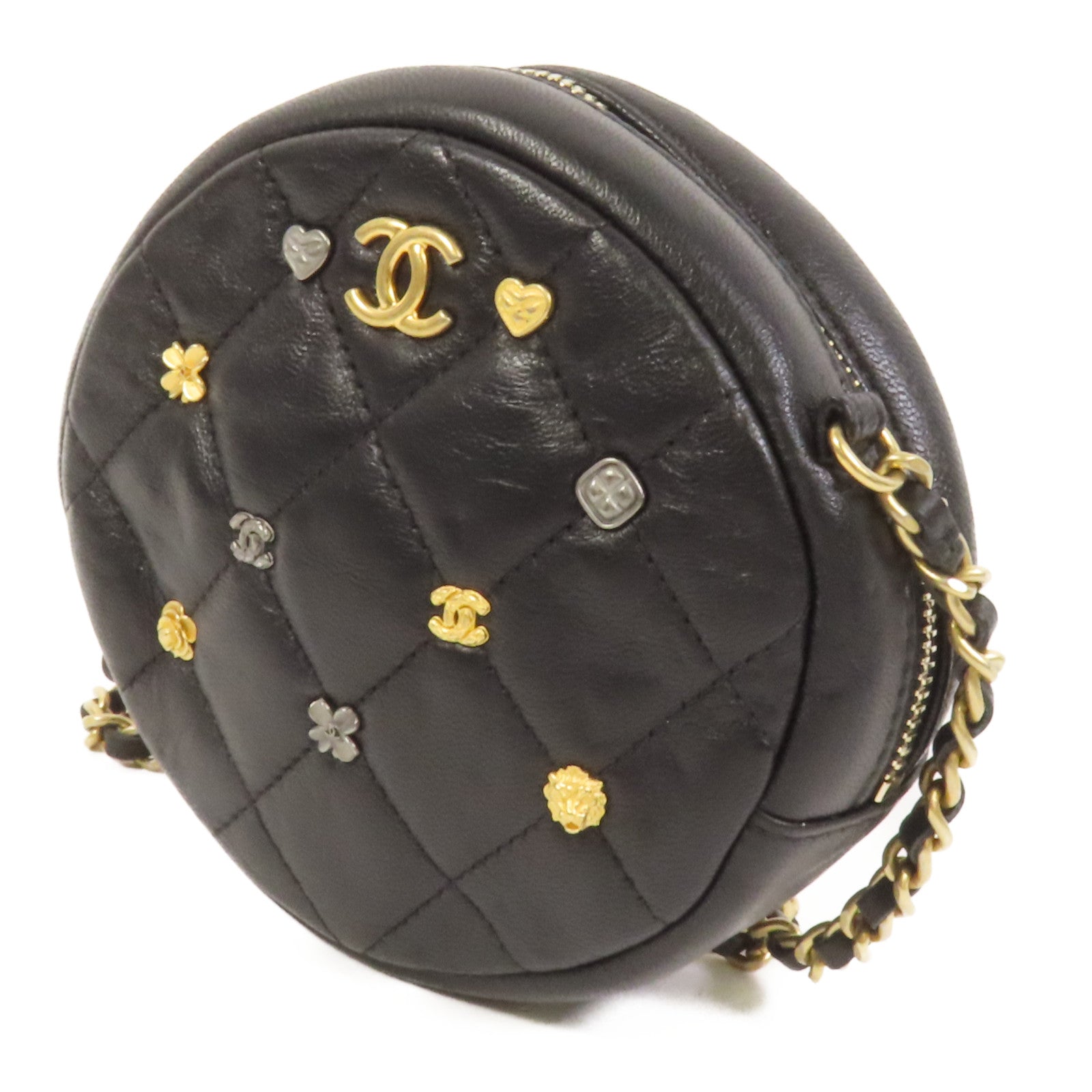 CHANEL 羊皮皮革Chain Shoulder金扣鏈帶肩背袋