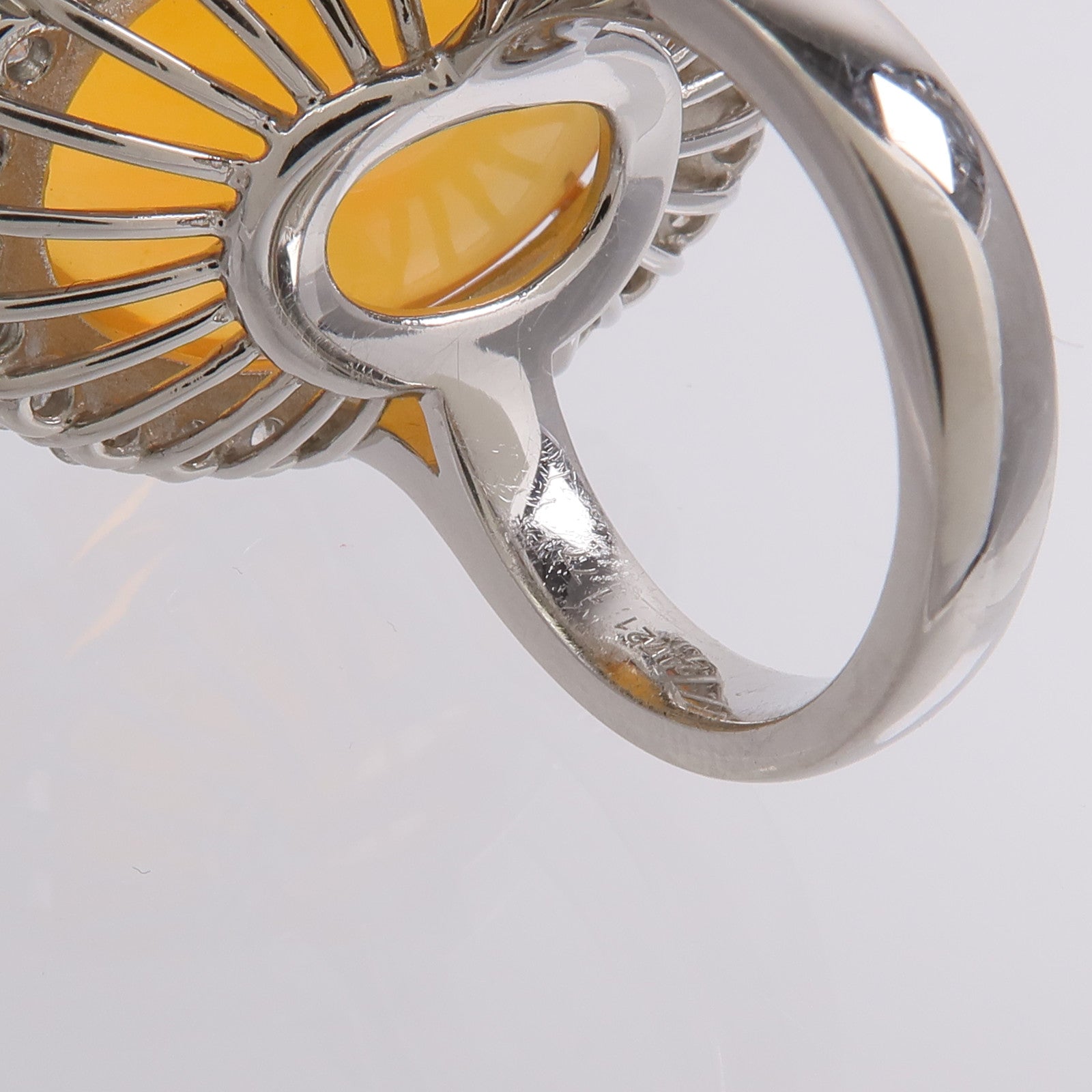 JEWELRY 【激減優惠】PT900鉑金Fire Opal Diamond Ring蛋白石/鑽石戒指