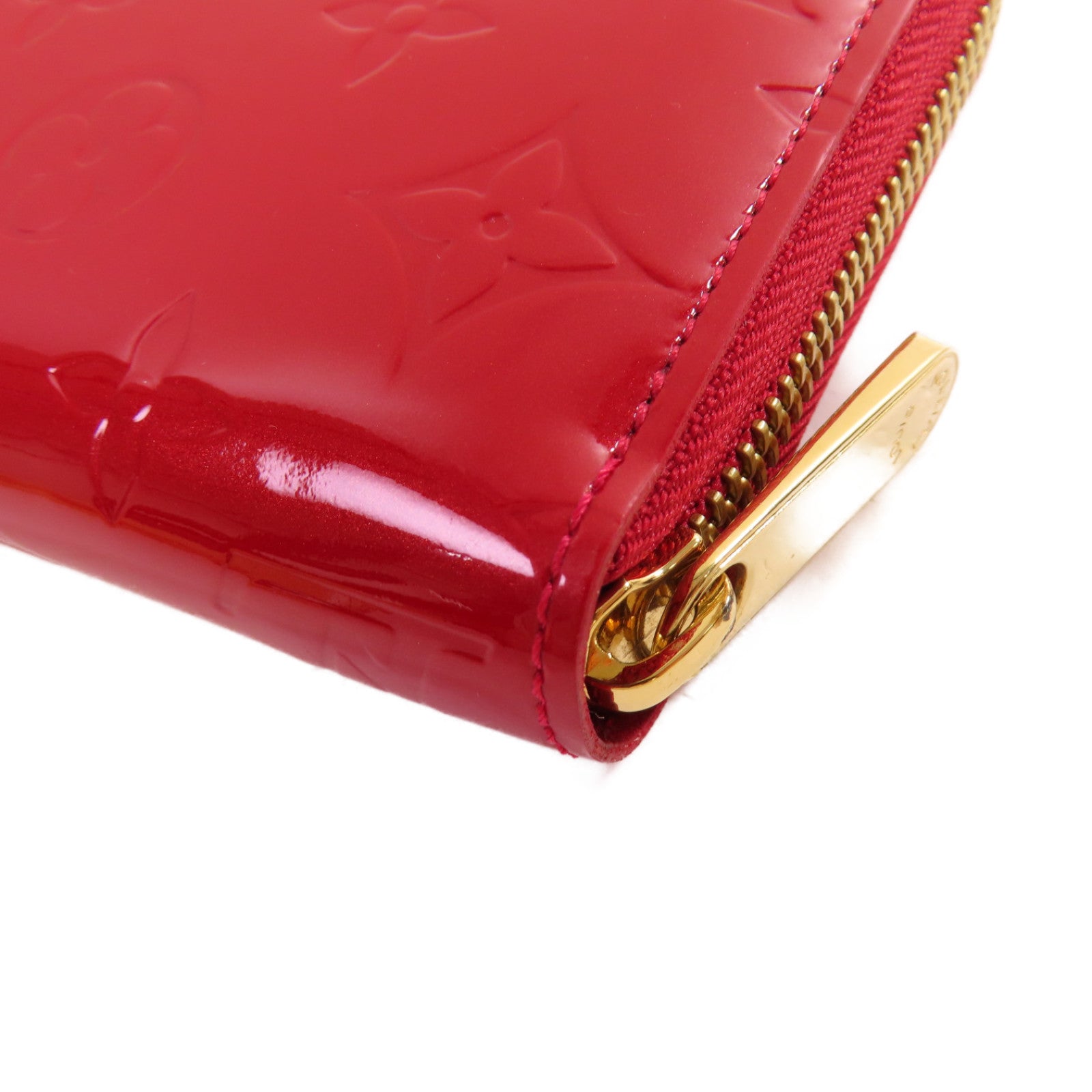 LOUIS VUITTON Monogram Vernis Zippy Long Wallet金扣拉鏈長錢包紅色