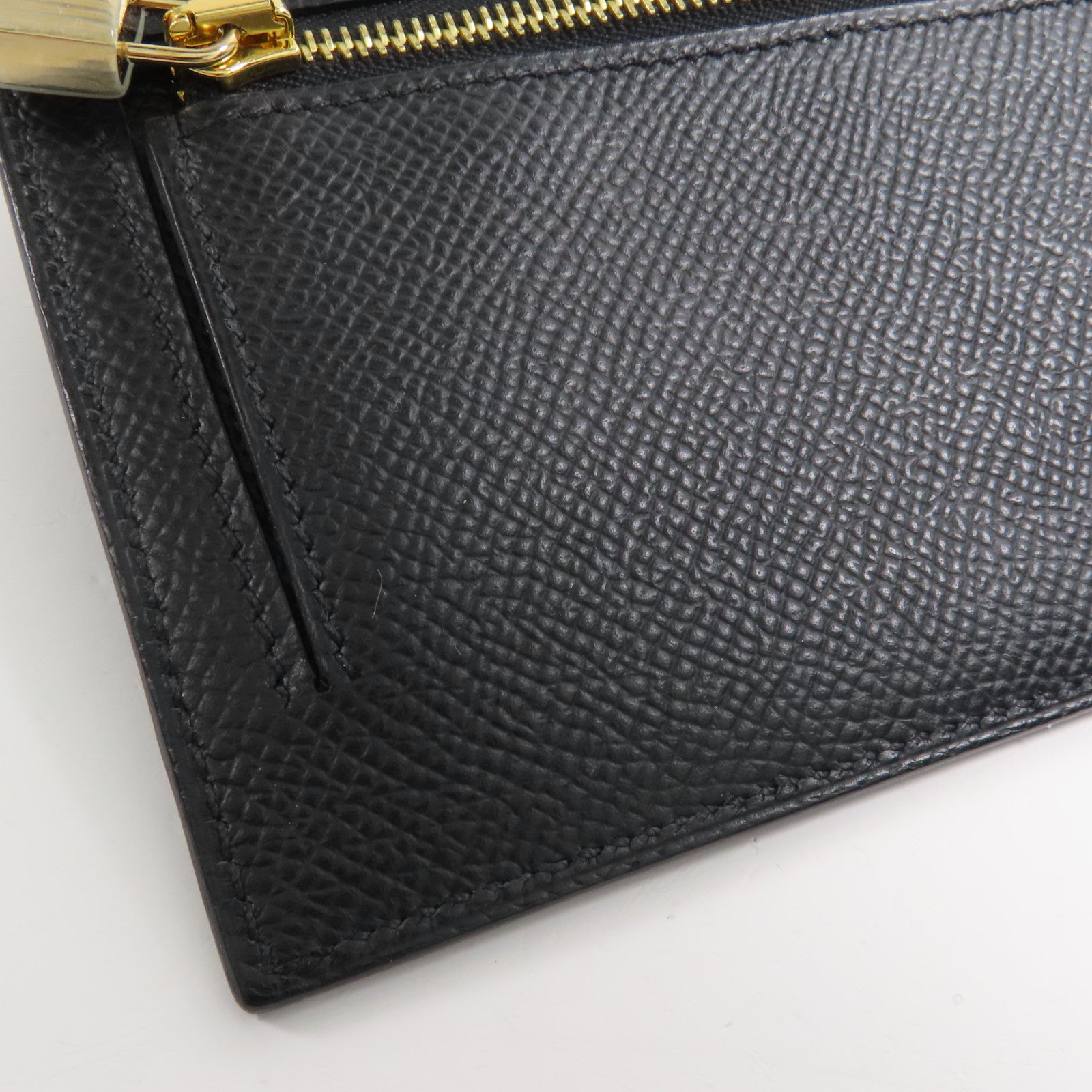 HERMES Epsom皮革Kelly Pocket金扣錢包89 Noir