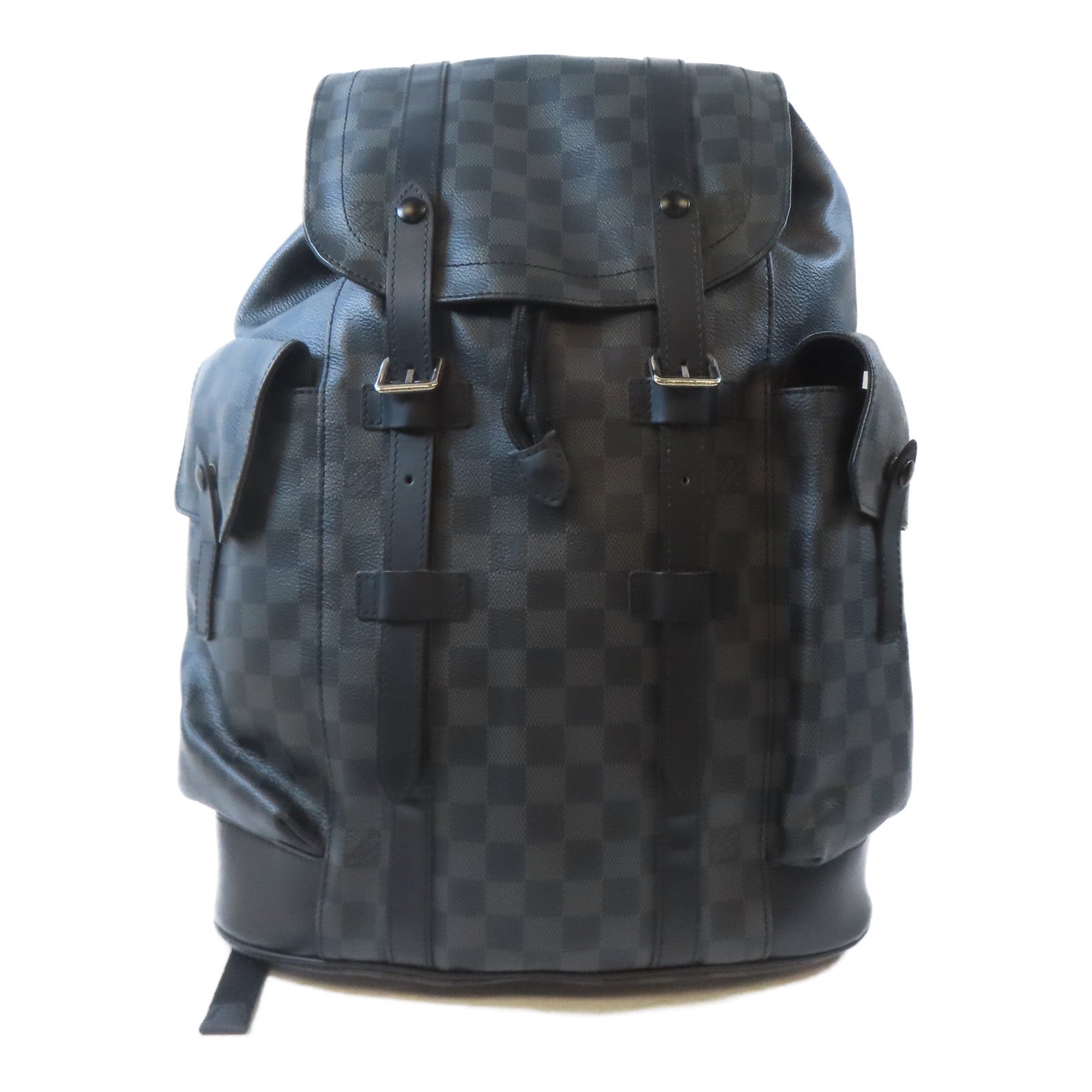 LOUIS VUITTON Damier Graphite Chistopher PM銀扣背包黑色