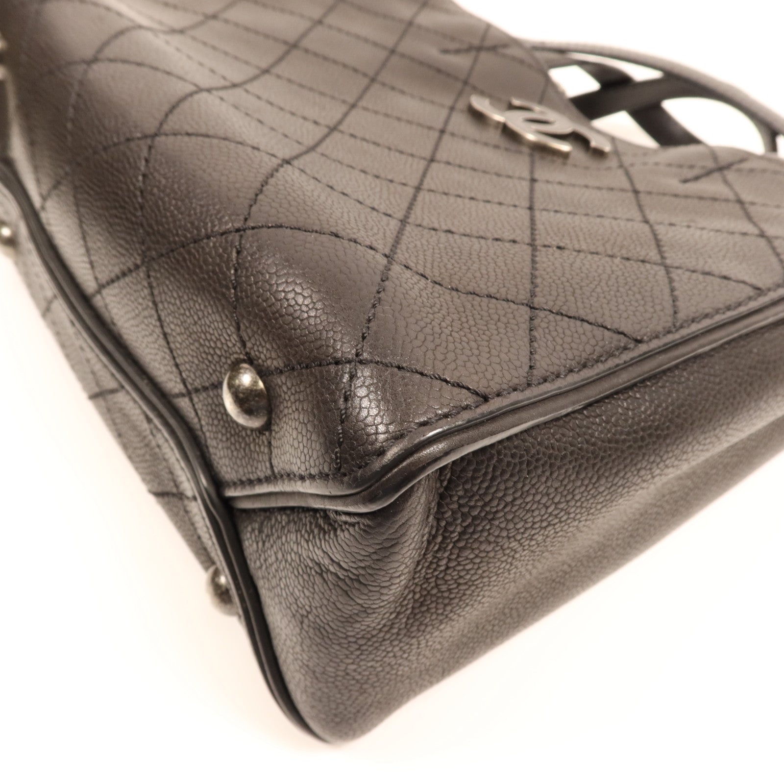 CHANEL 【激減優惠】牛皮皮革2 Way Shoulder Bag銀扣鏈帶手挽肩背兩用袋