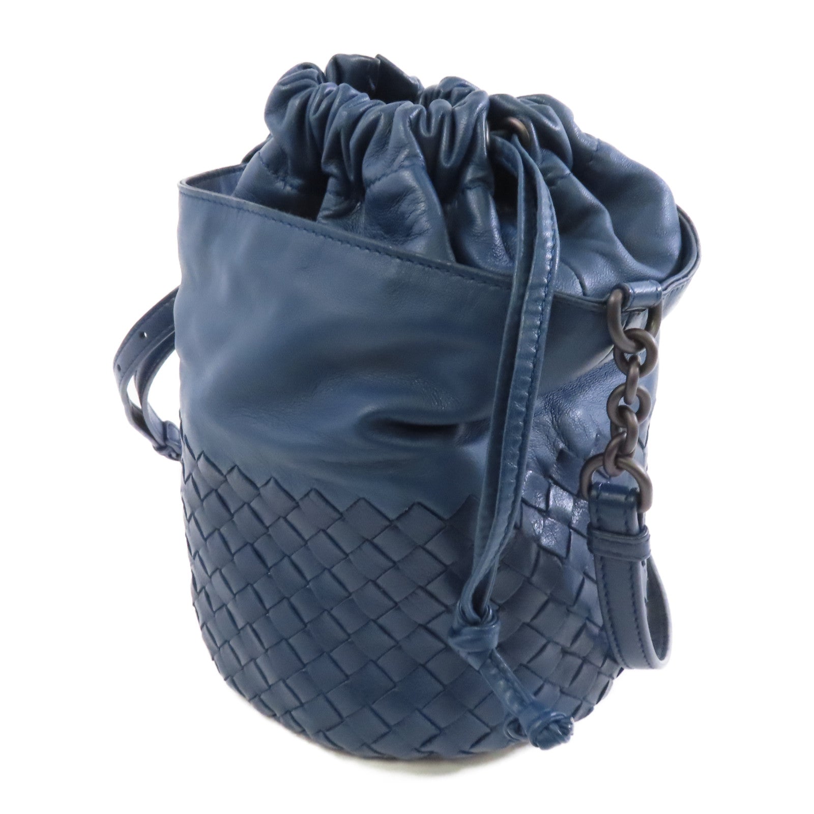 BOTTEGA VENETA 皮革Shoulder Bag肩背袋深藍色
