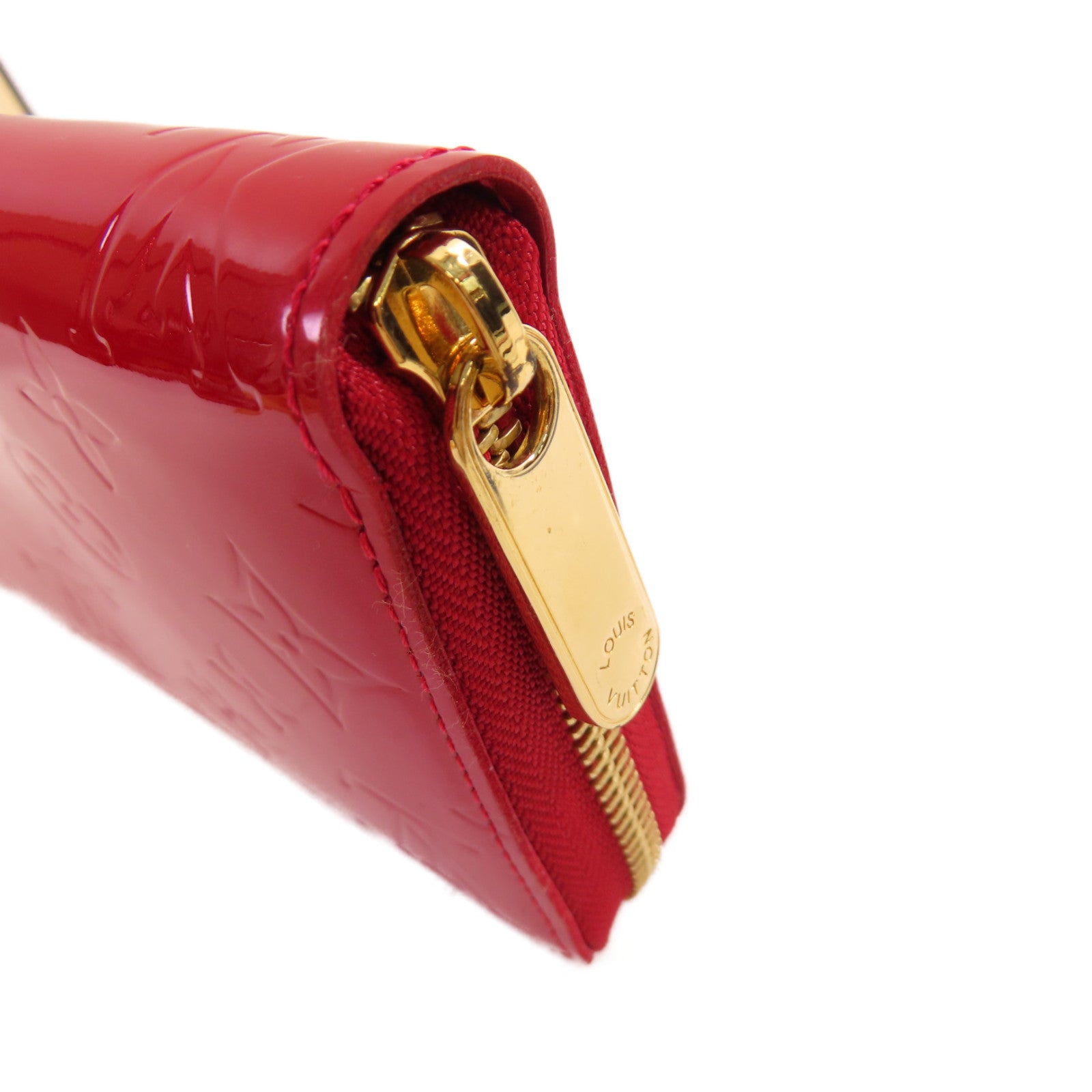 LOUIS VUITTON Monogram Vernis Zippy Long Wallet金扣拉鏈長錢包紅色