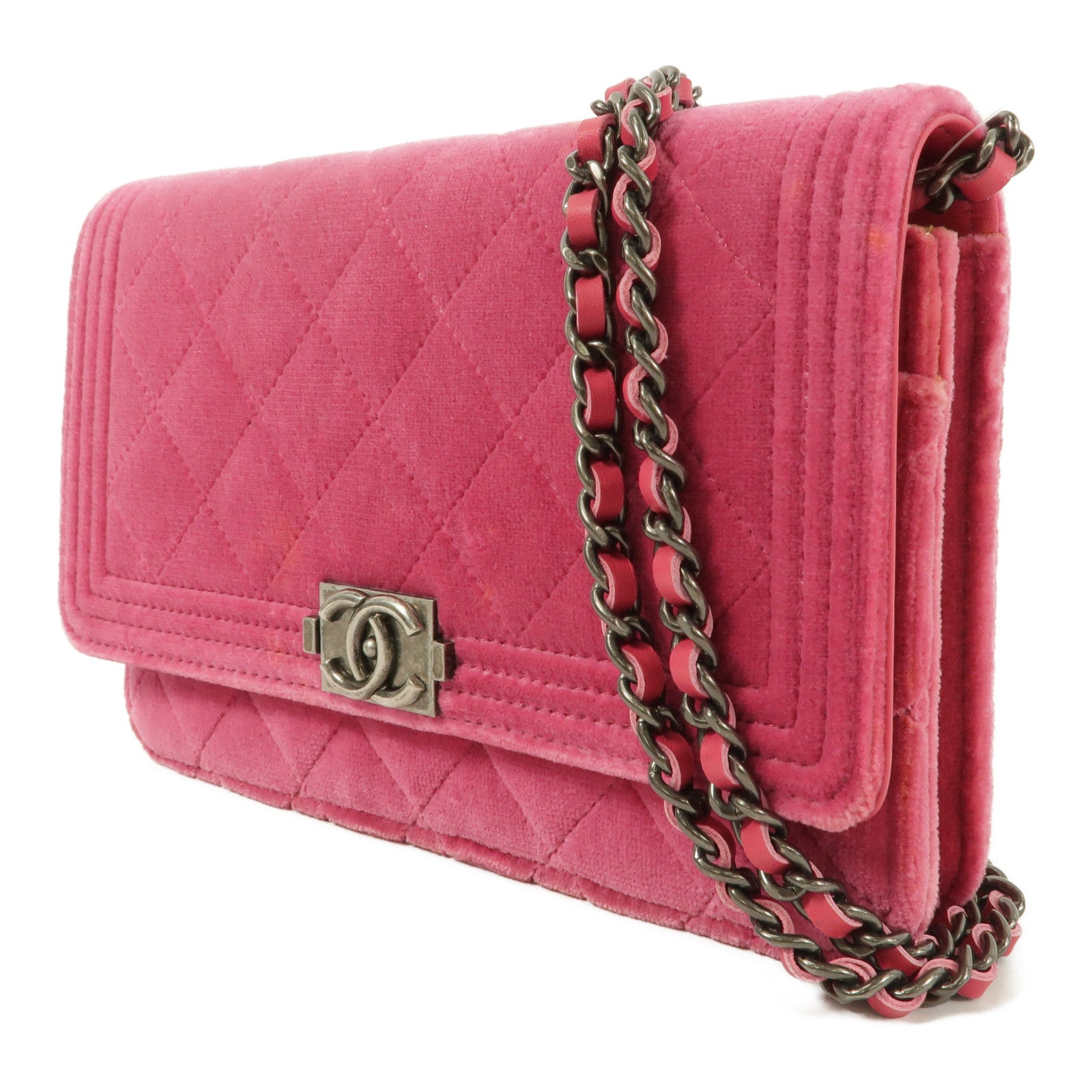 CHANEL 天鵝絨WOC Wallet On Chain鏈帶肩背袋