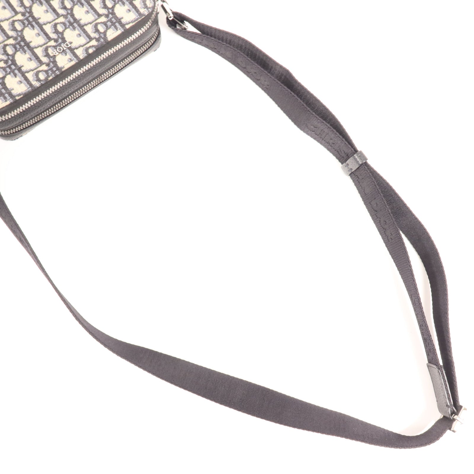 Dior 帆布Zipped Pouch With Strap銀扣肩背袋