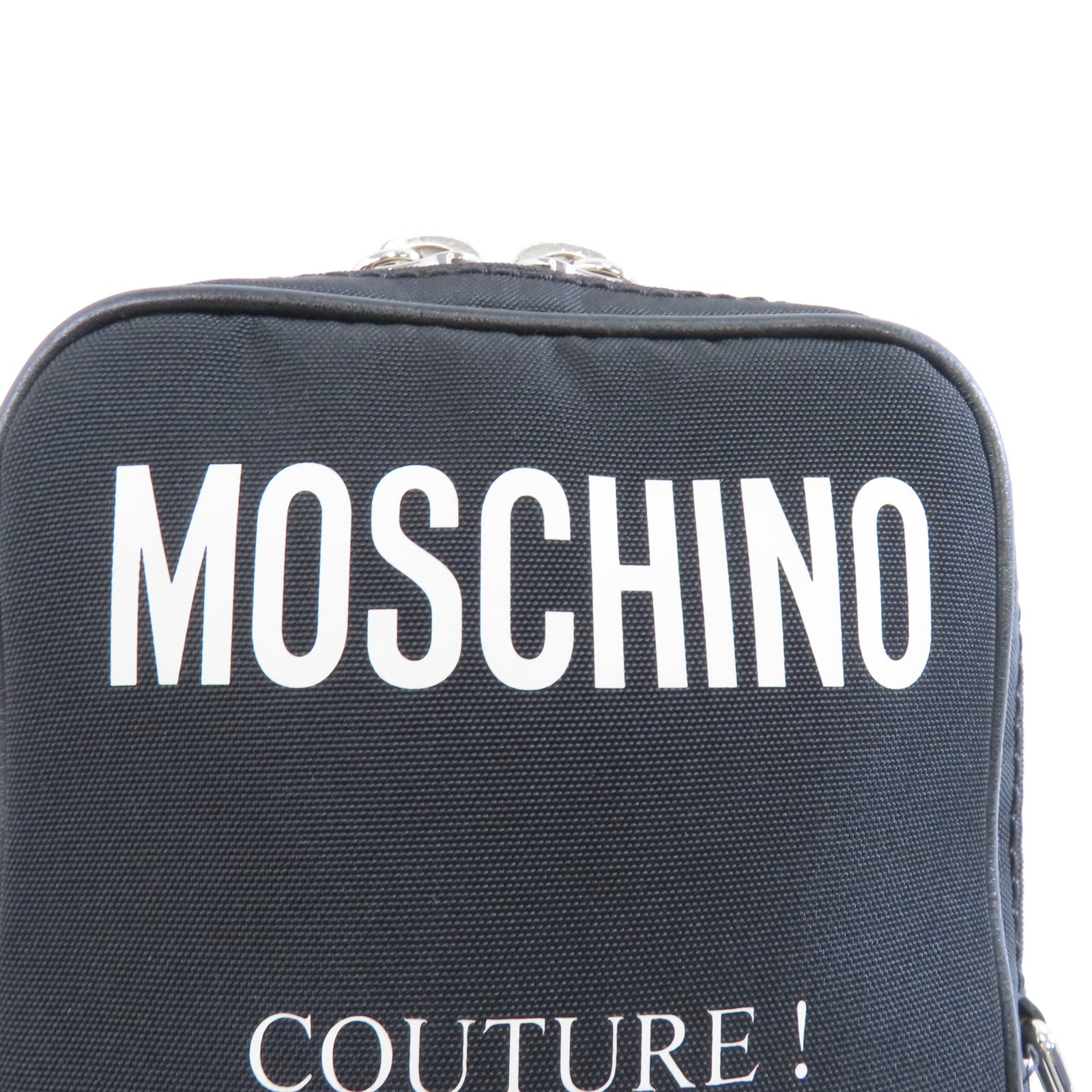 MOSCHINO 尼龍Shoulder Bag銀扣肩背袋黑色