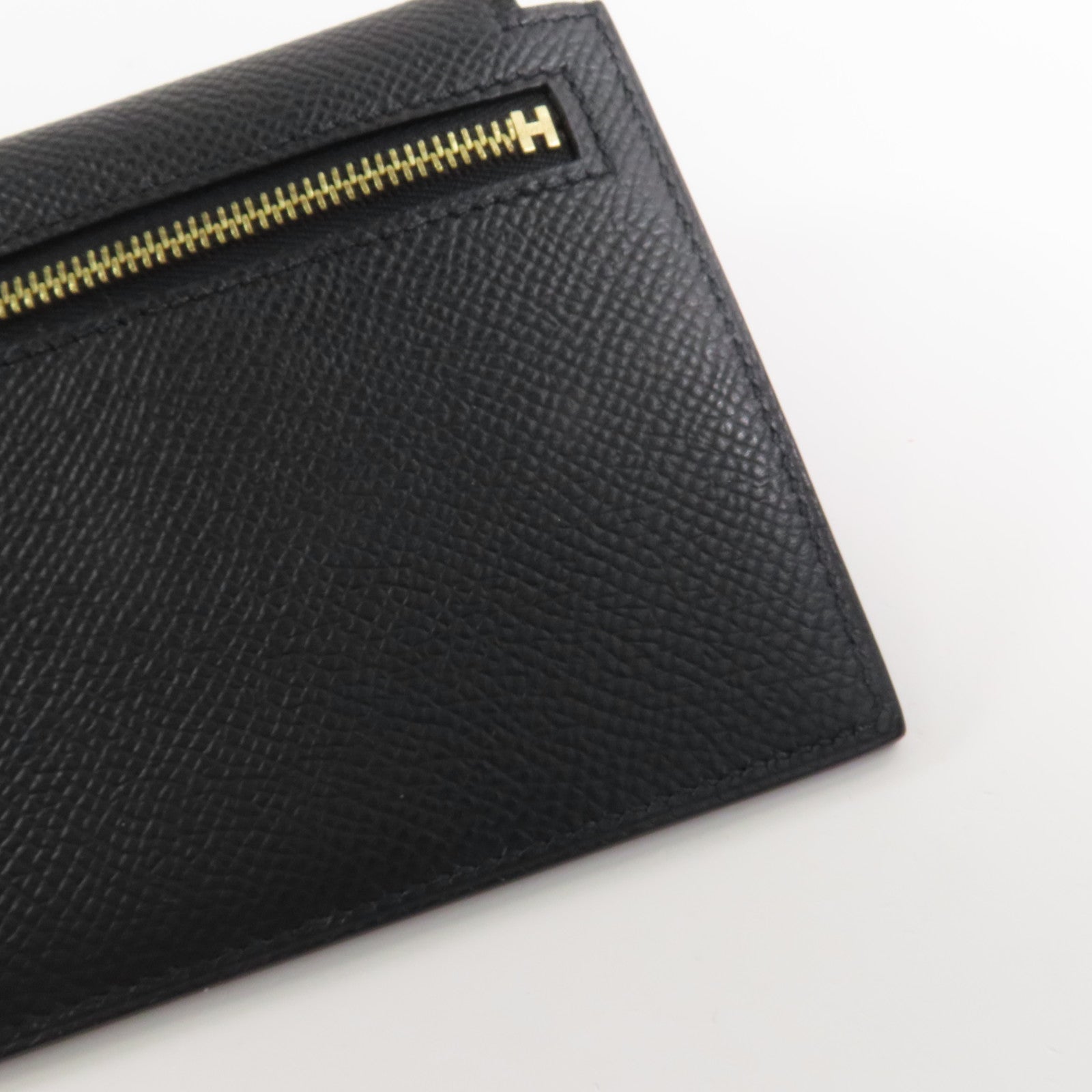 HERMES Epsom皮革Kelly Pocket金扣錢包89 Noir