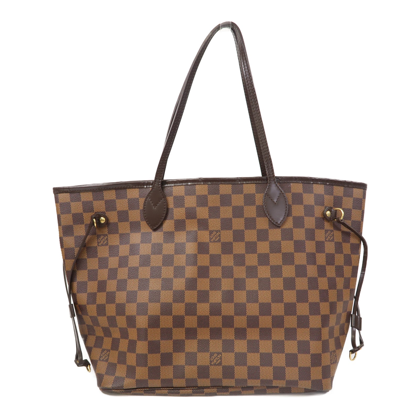 LOUIS VUITTON Damier Ebene Neverfull MM金扣肩背袋啡色