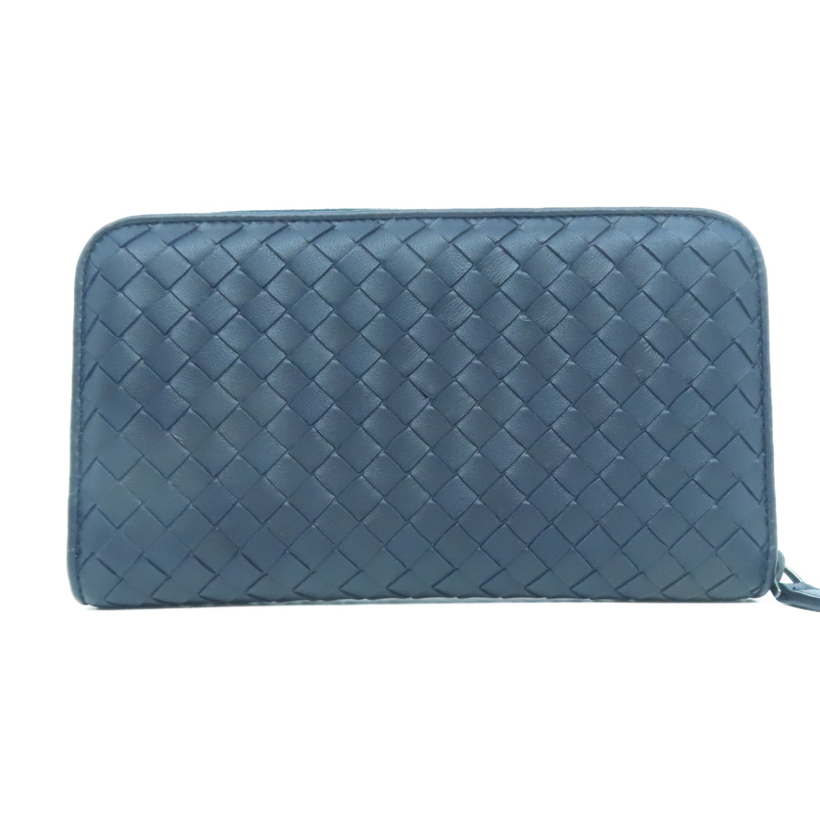 BOTTEGA VENETA 【清倉大減價】羊皮皮革Long wallet黑扣長錢包深藍色
