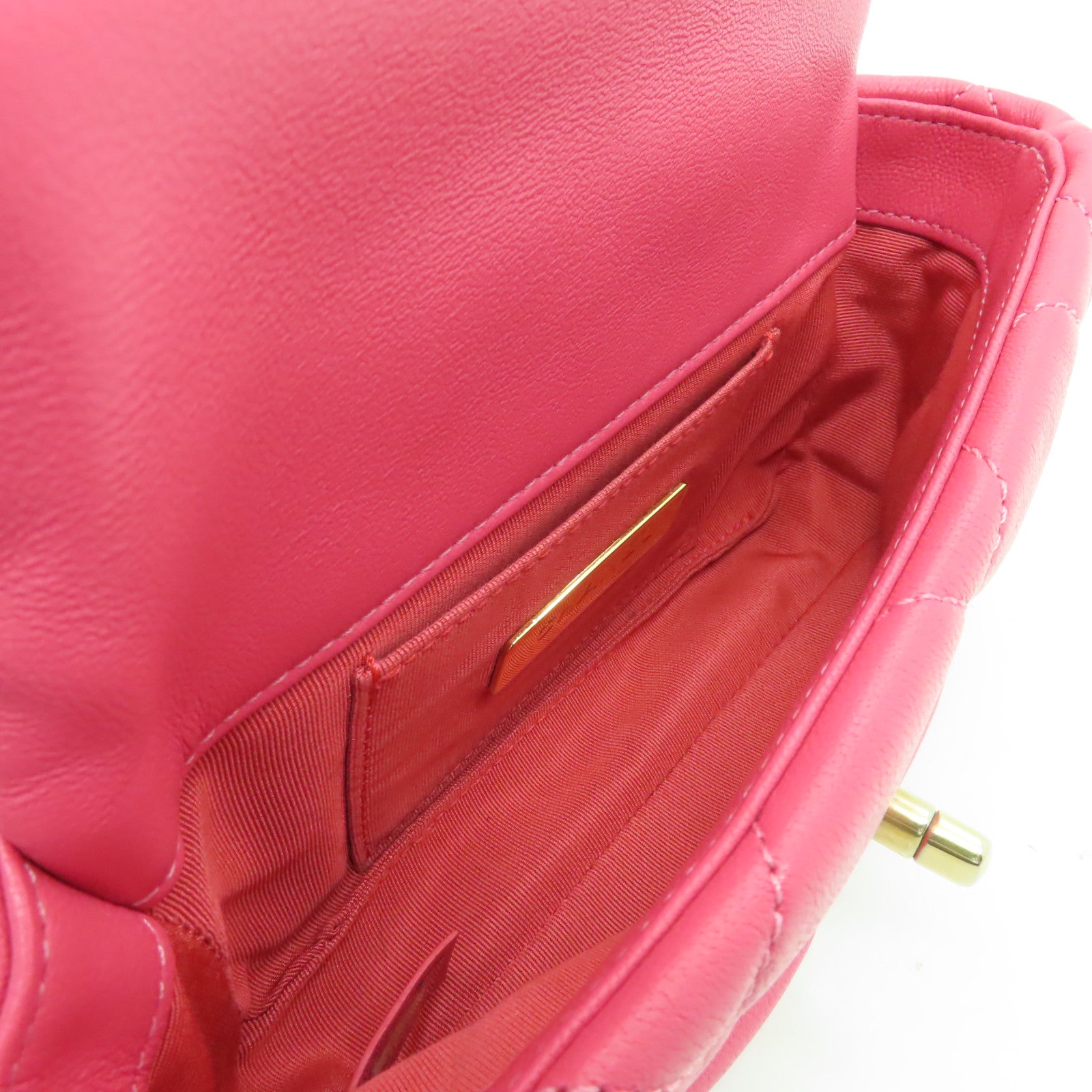 CHANEL 【激減優惠】菱格羊皮皮革Waist Bag金扣腰包粉紅色