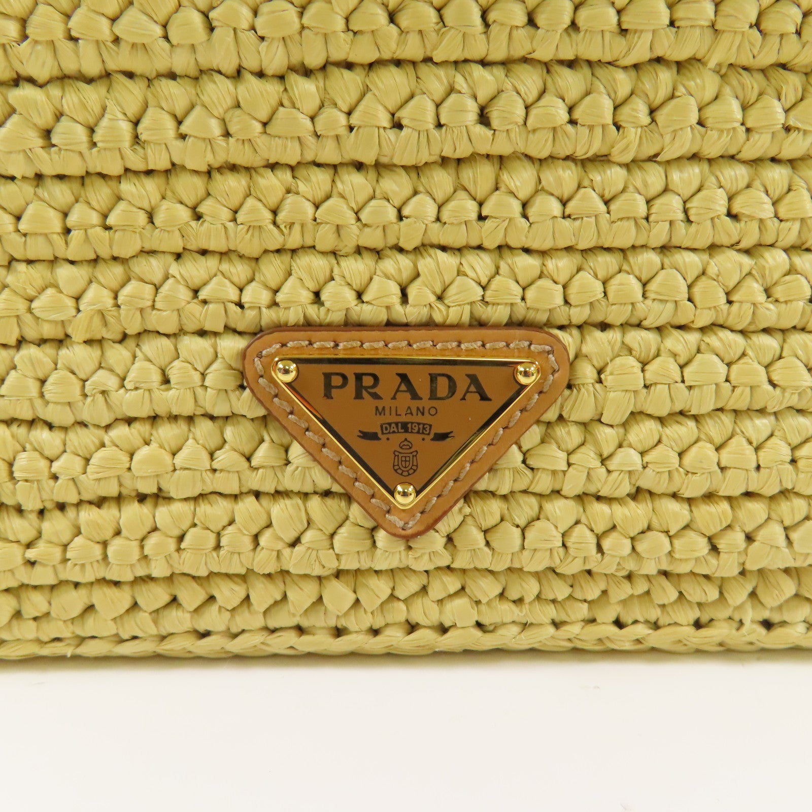 PRADA GHW Re-edition Crochet Mini Bag 2 Way Shoulder Bag 1BC204 Raffia Yellow