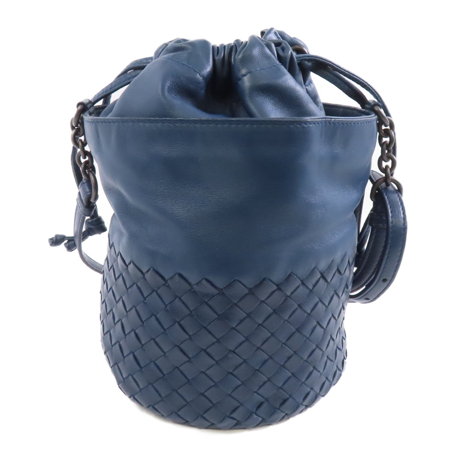 BOTTEGA VENETA 皮革Shoulder Bag肩背袋深藍色