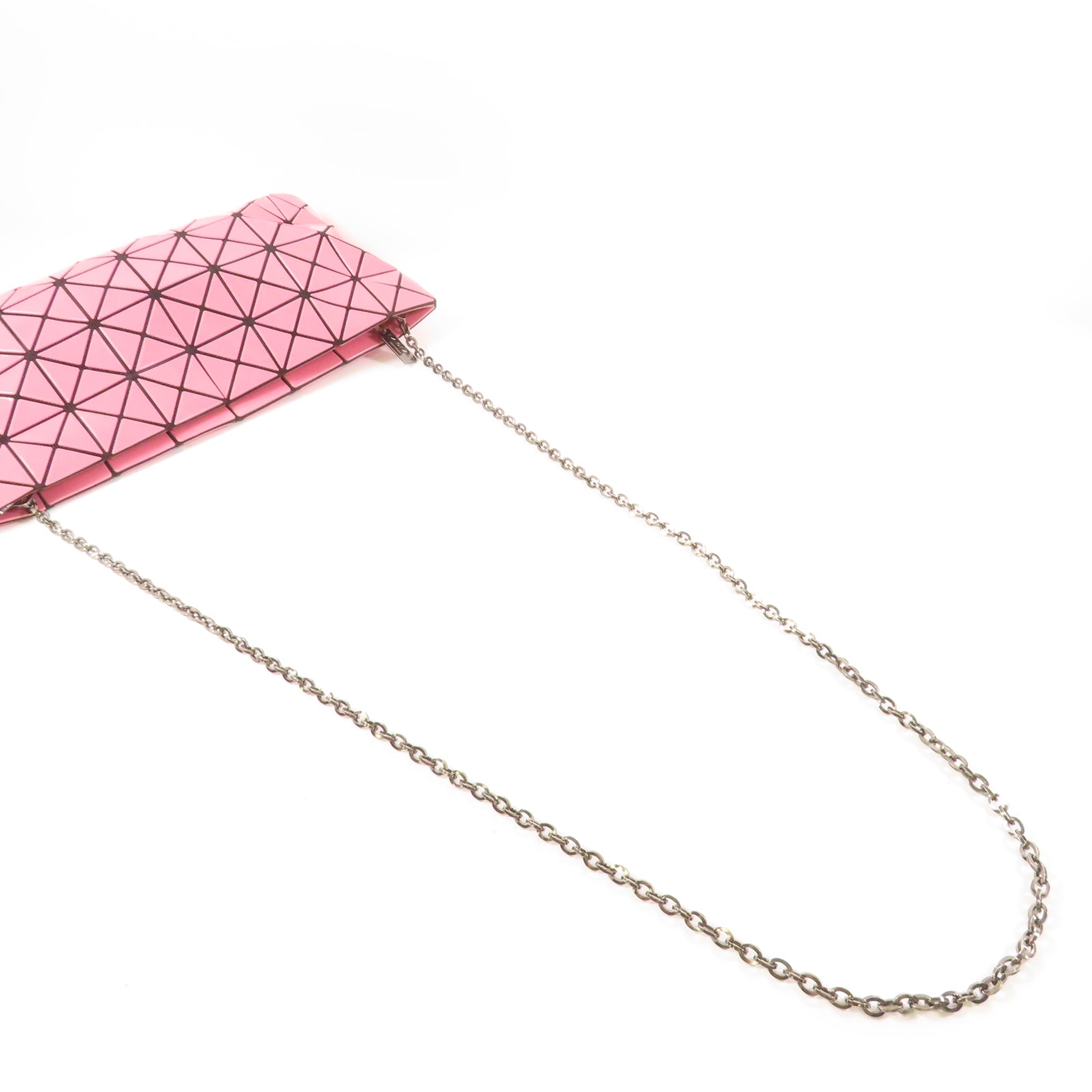 ISSEY MIYAKE 塗層帆布Shoulder Bag銀扣鏈帶肩背袋粉紅色