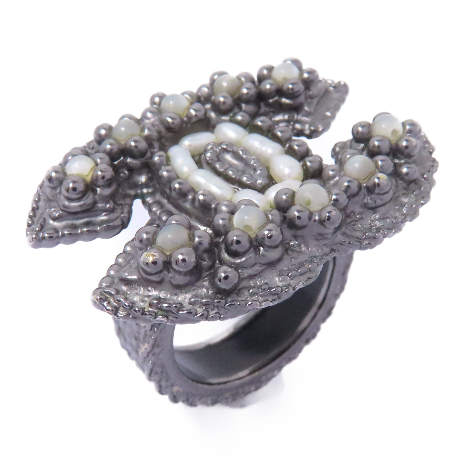CHANEL 金屬Ring戒指US#6.5灰色
