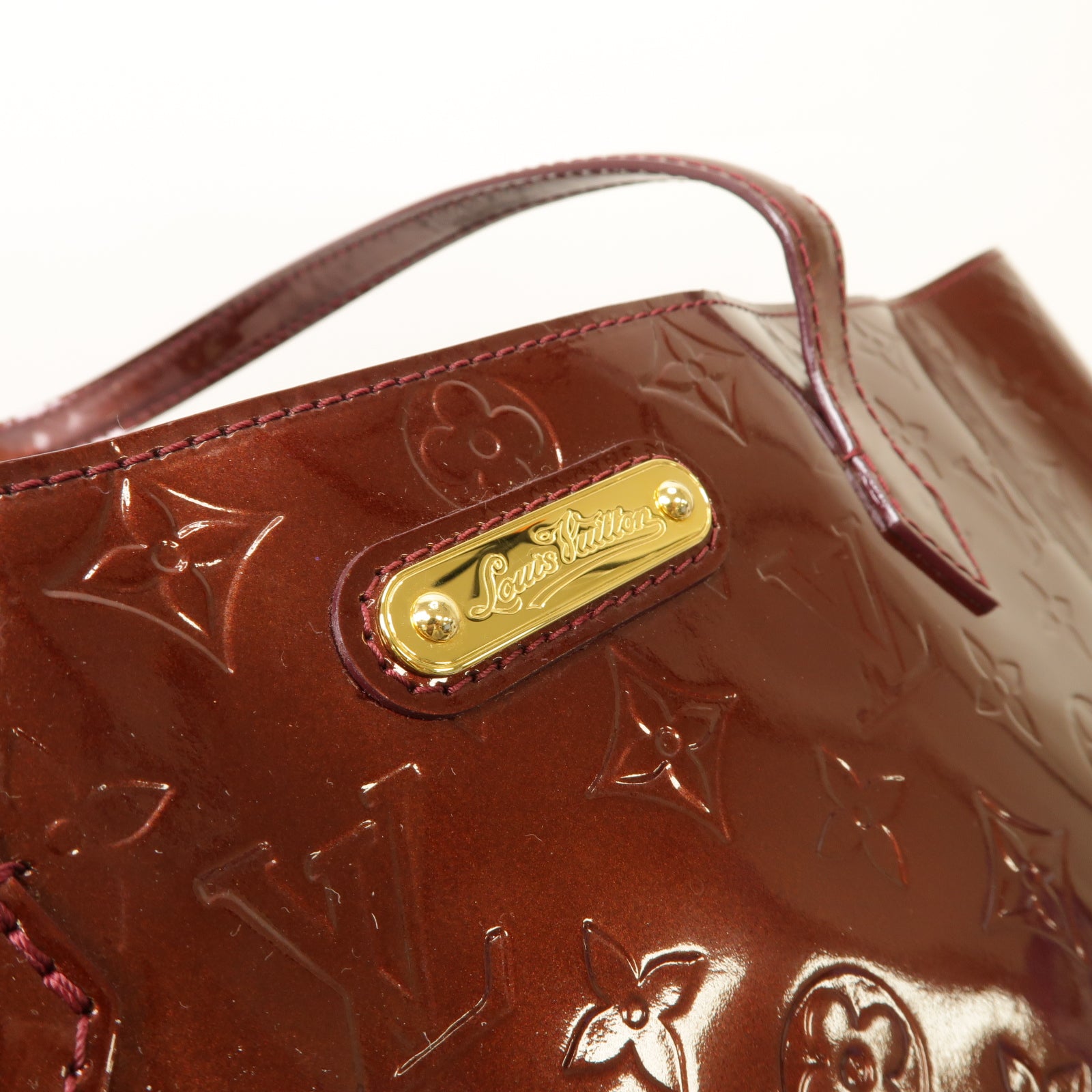 LOUIS VUITTON 【激減優惠】Monogram Vernis Vernis Wilshire GM金扣手挽袋酒紅色