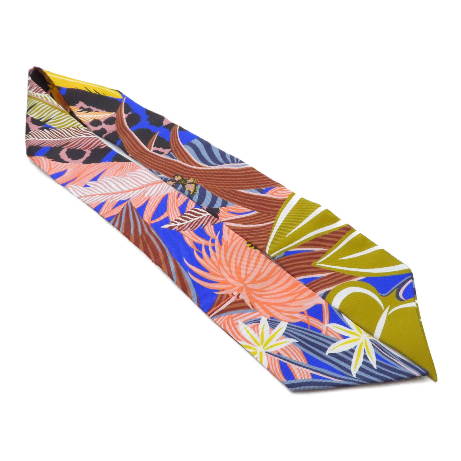 HERMES 絲質Twilly絲巾黑色/橙色