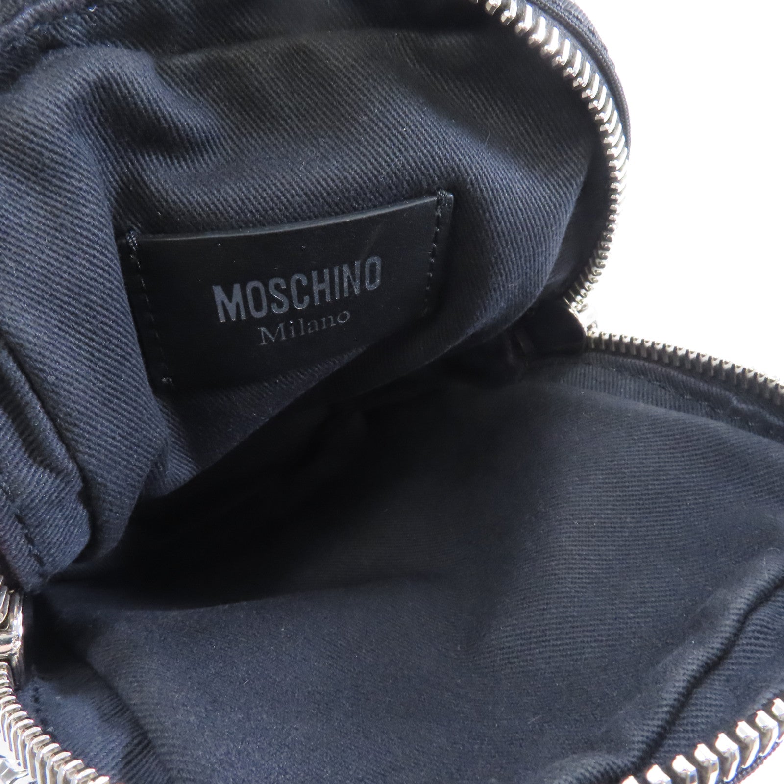 MOSCHINO 尼龍Shoulder Bag銀扣肩背袋黑色