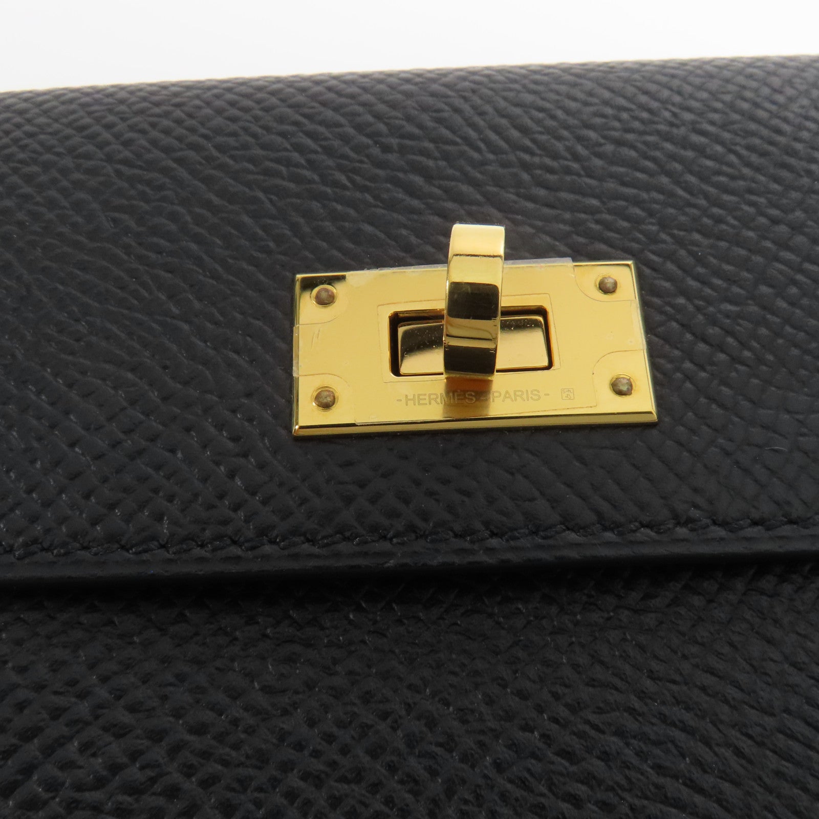 HERMES Epsom皮革Kelly Pocket金扣錢包89 Noir