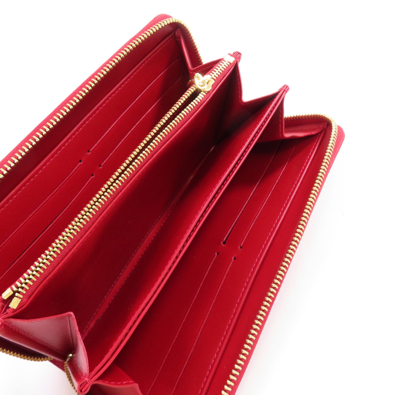 LOUIS VUITTON Monogram Vernis Zippy Long Wallet金扣拉鏈長錢包紅色