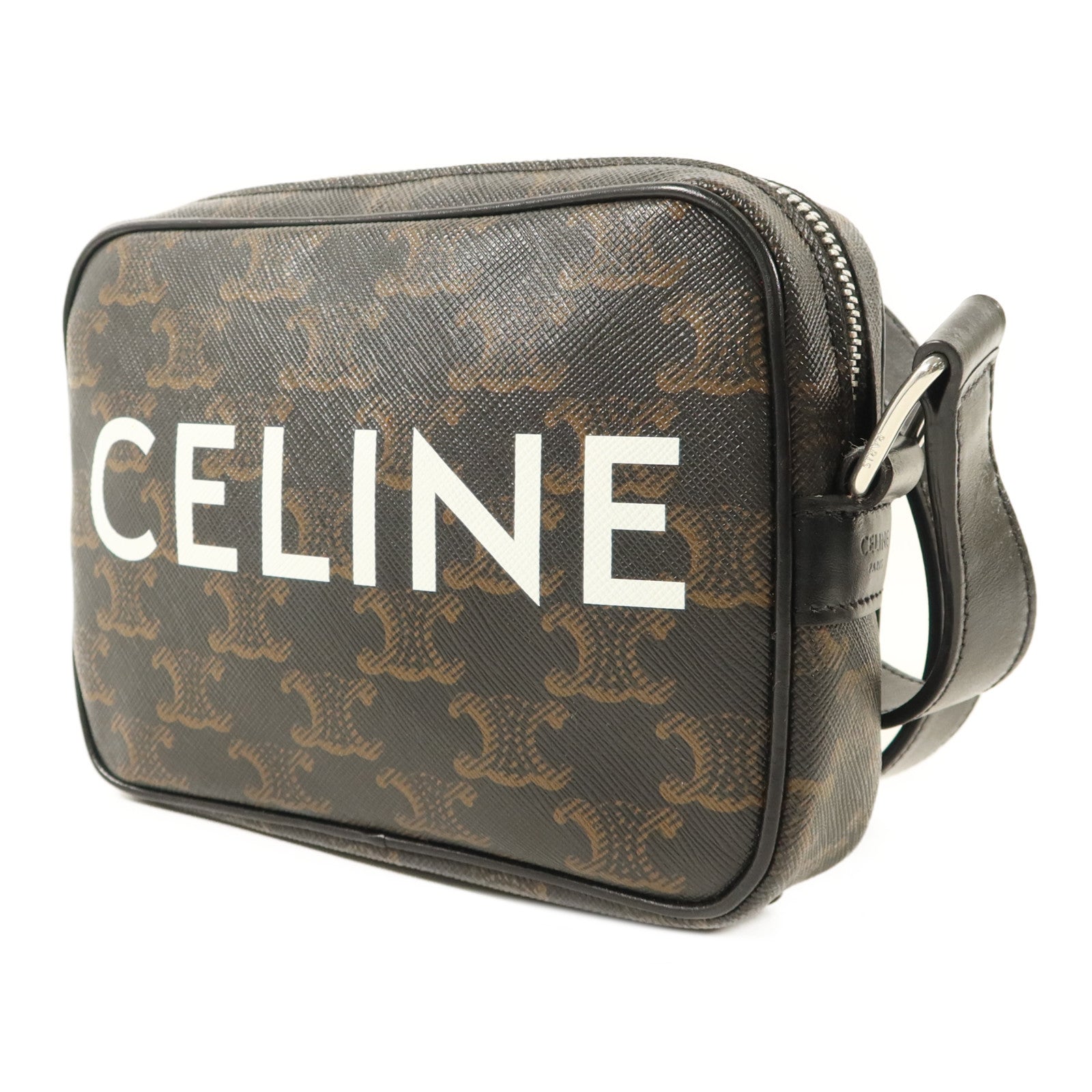 CELINE 塗層帆布Camera Bag銀扣肩背袋