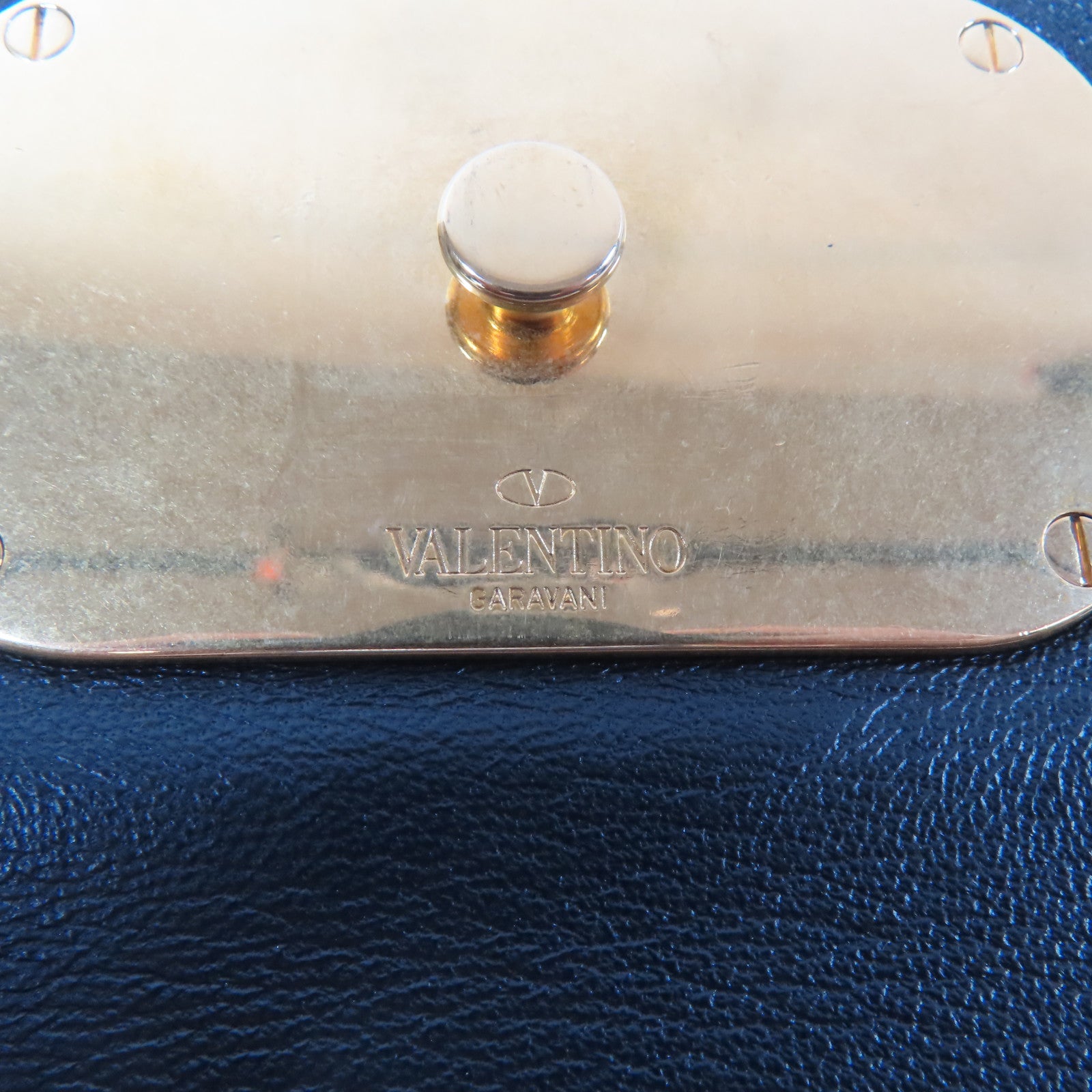 Valentino 【激減優惠】牛皮皮革Shoulder Bag金扣肩背袋杏色/深紅色