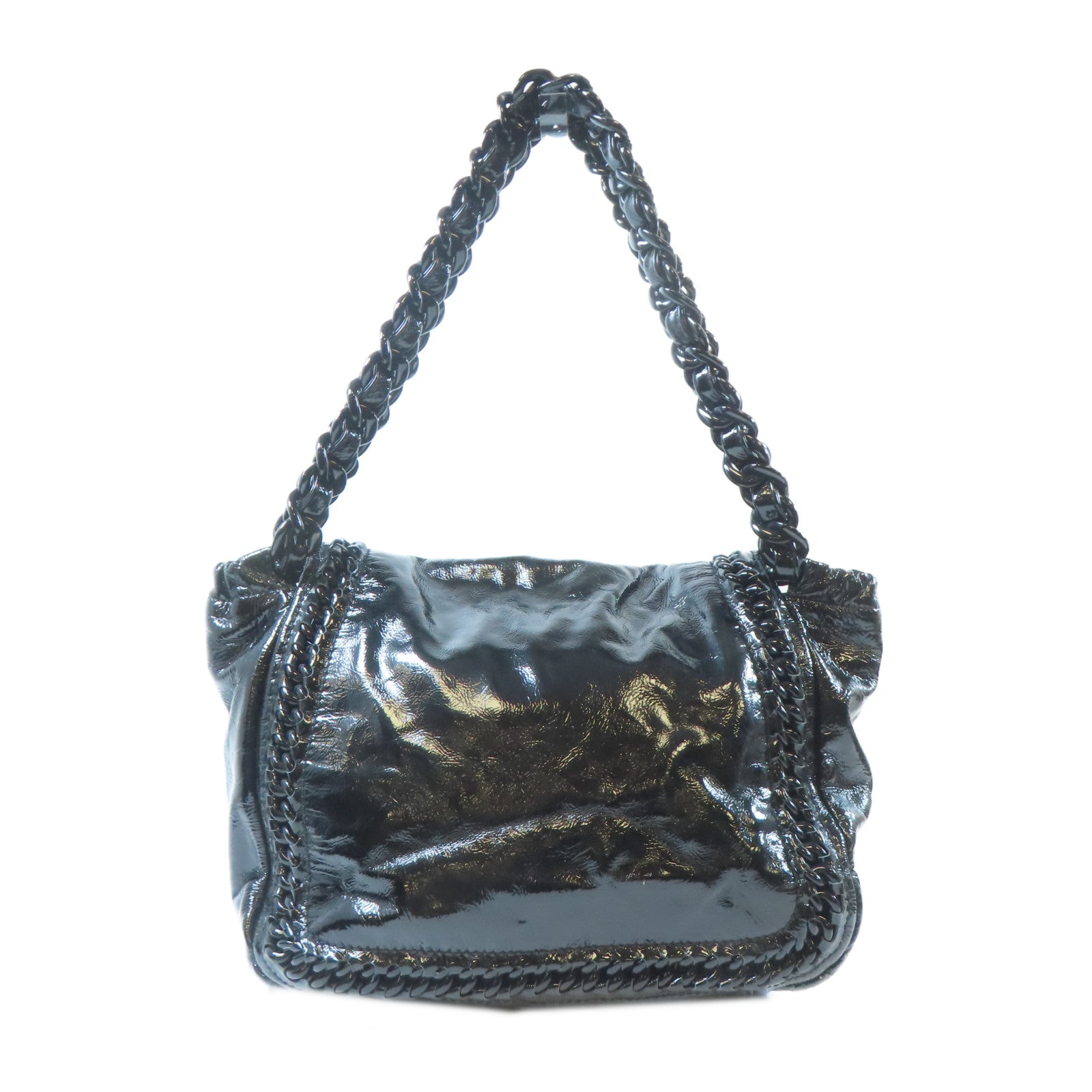 CHANEL 【激減優惠】漆皮皮革Chain Shoulder肩背袋黑色