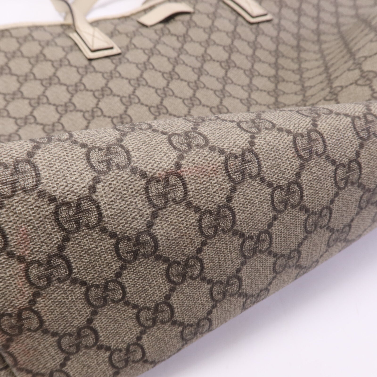 GUCCI 塗層帆布/牛皮皮革Tote Bag銀扣手挽袋