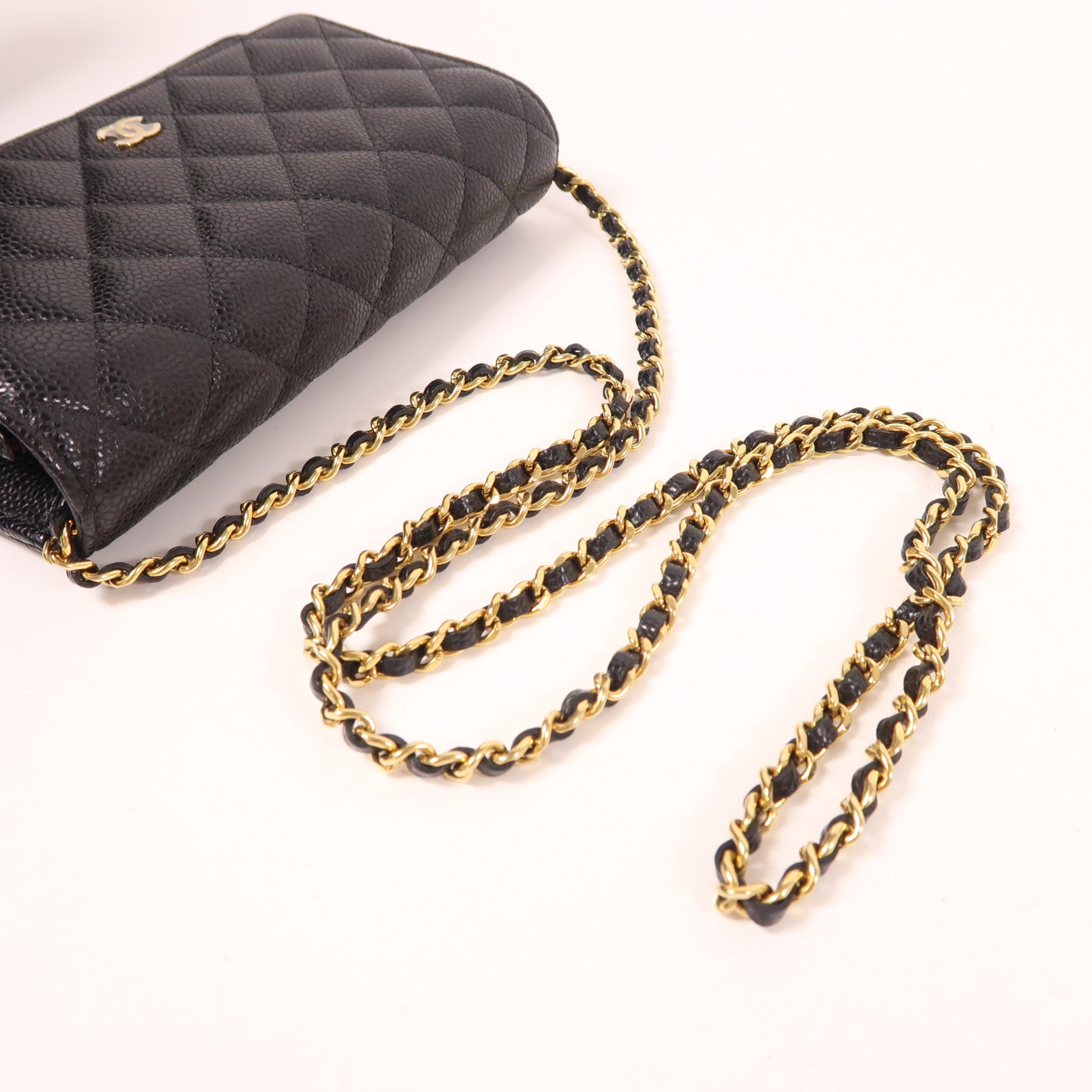 CHANEL 牛皮皮革WOC Wallet On Chain金扣鏈帶肩背袋