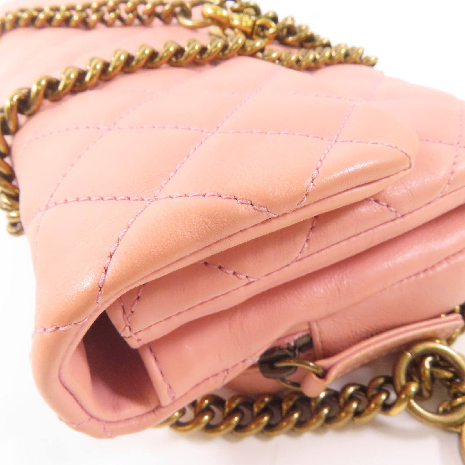 CHANEL 羊皮皮革Chain Shoulder肩背袋粉紅色
