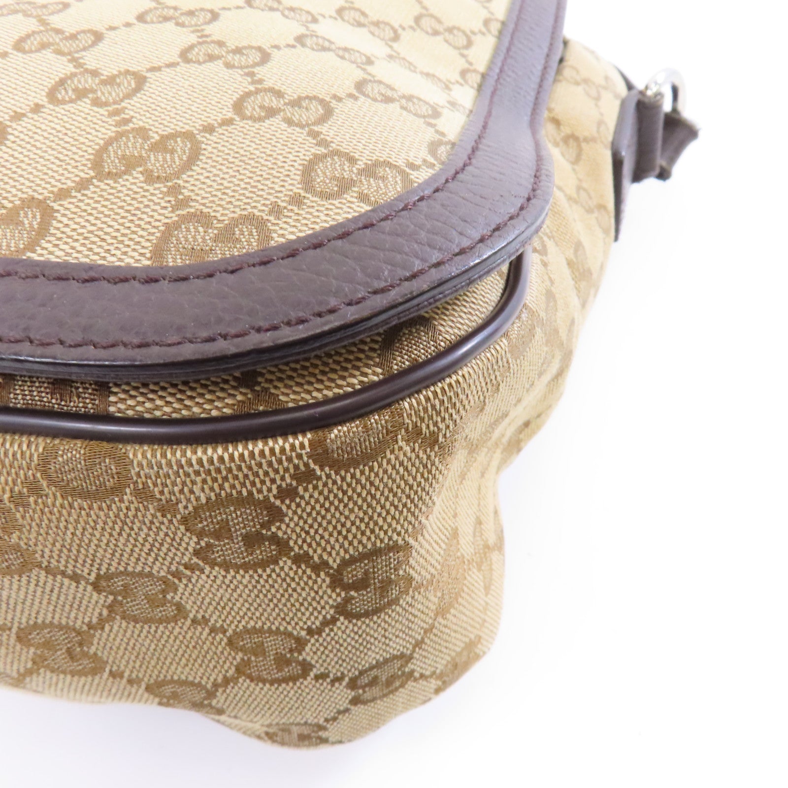 GUCCI 【激減優惠】帆布Messenger Bag銀扣肩背袋棕色