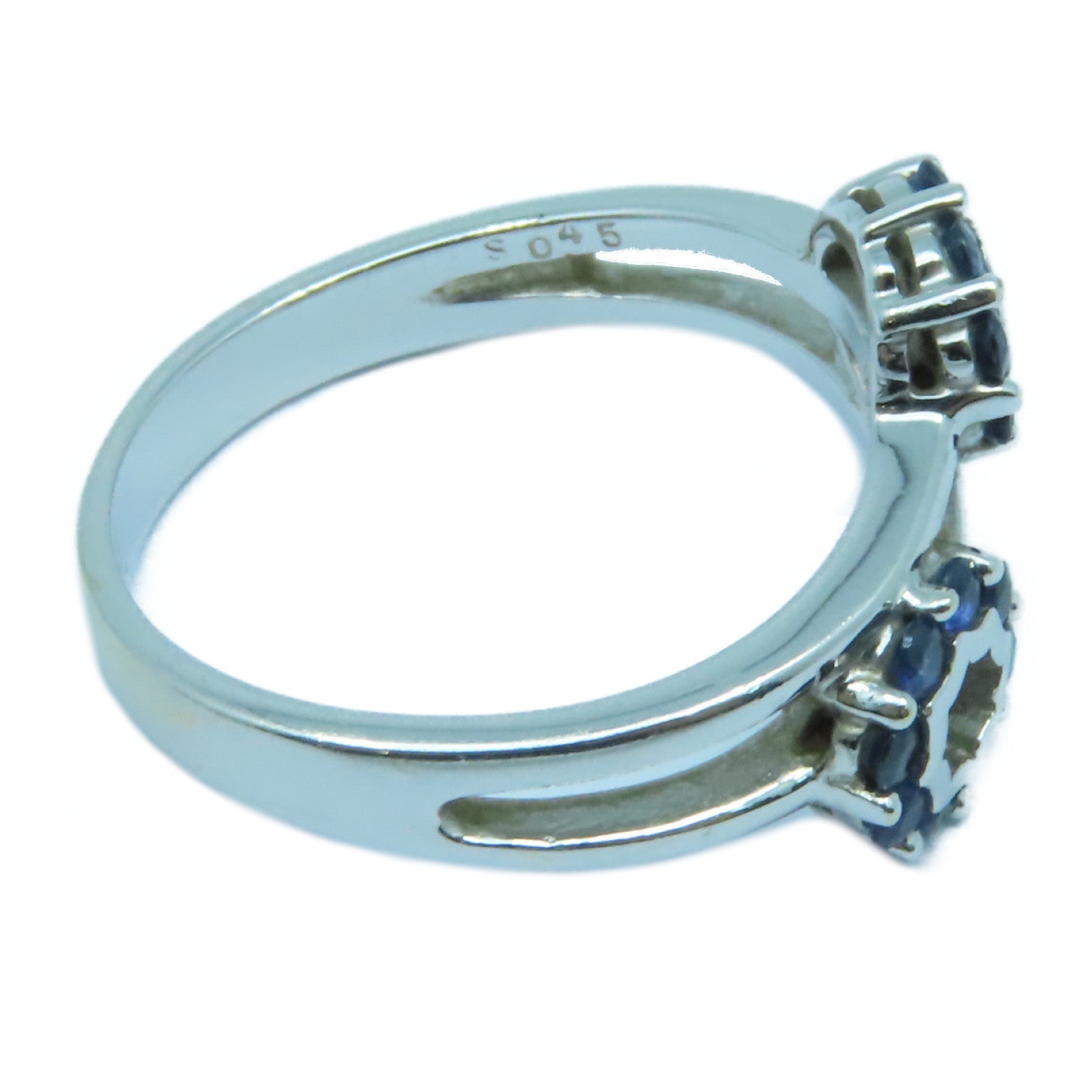JEWELRY 【激減優惠】18K白金Sapphire Ring藍寶石戒指銀色/藍色US#6