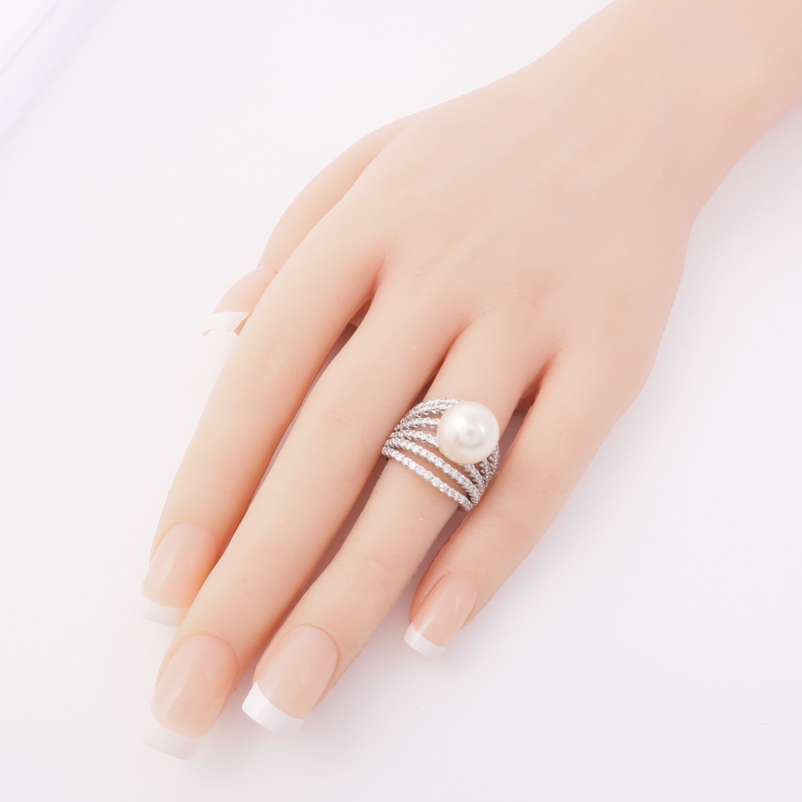 JEWELRY 18K白金Pearl Diamond Ring珍珠/鑽石戒指US#5.5