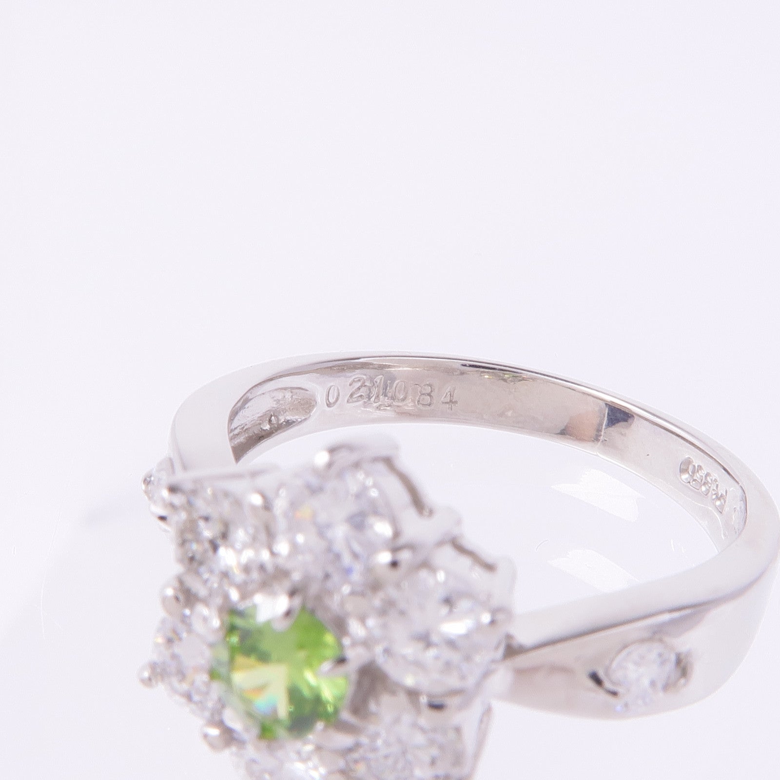 JEWELRY PT850鉑金Demantoid Garnet Diamond Ring US#5.75