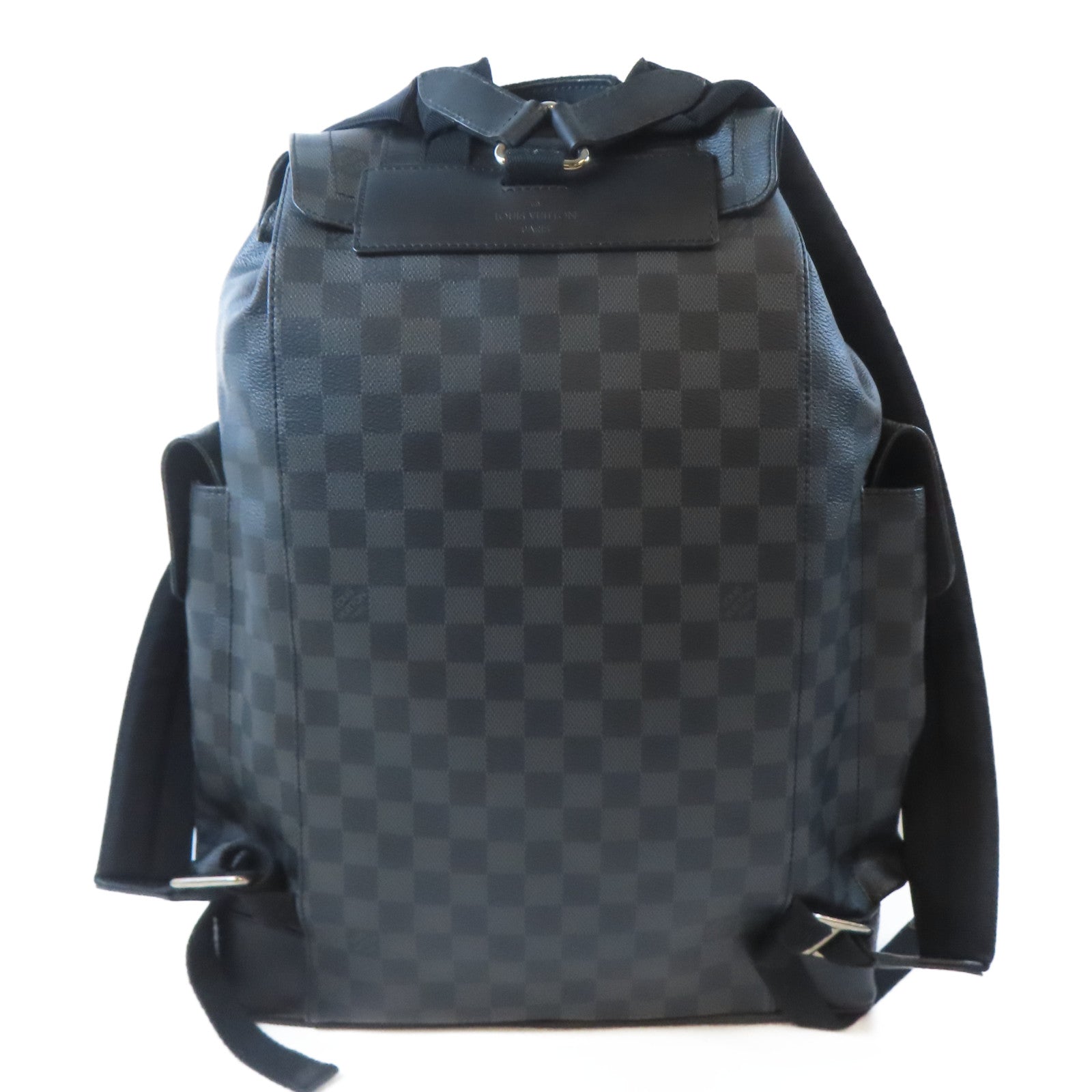 LOUIS VUITTON Damier Graphite Chistopher PM銀扣背包黑色