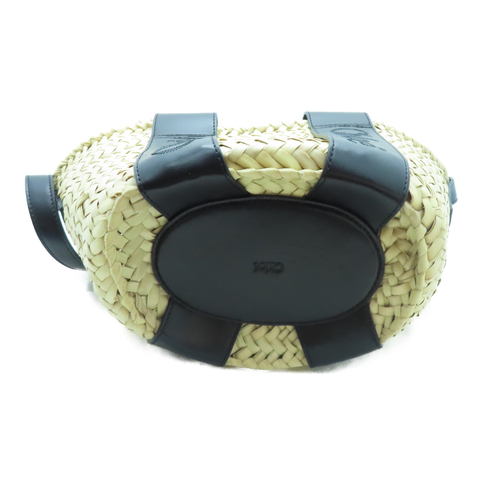 Chloe 牛皮皮革/酒椰Sense Small Basket銀扣手挽肩背兩用袋米色/黑色