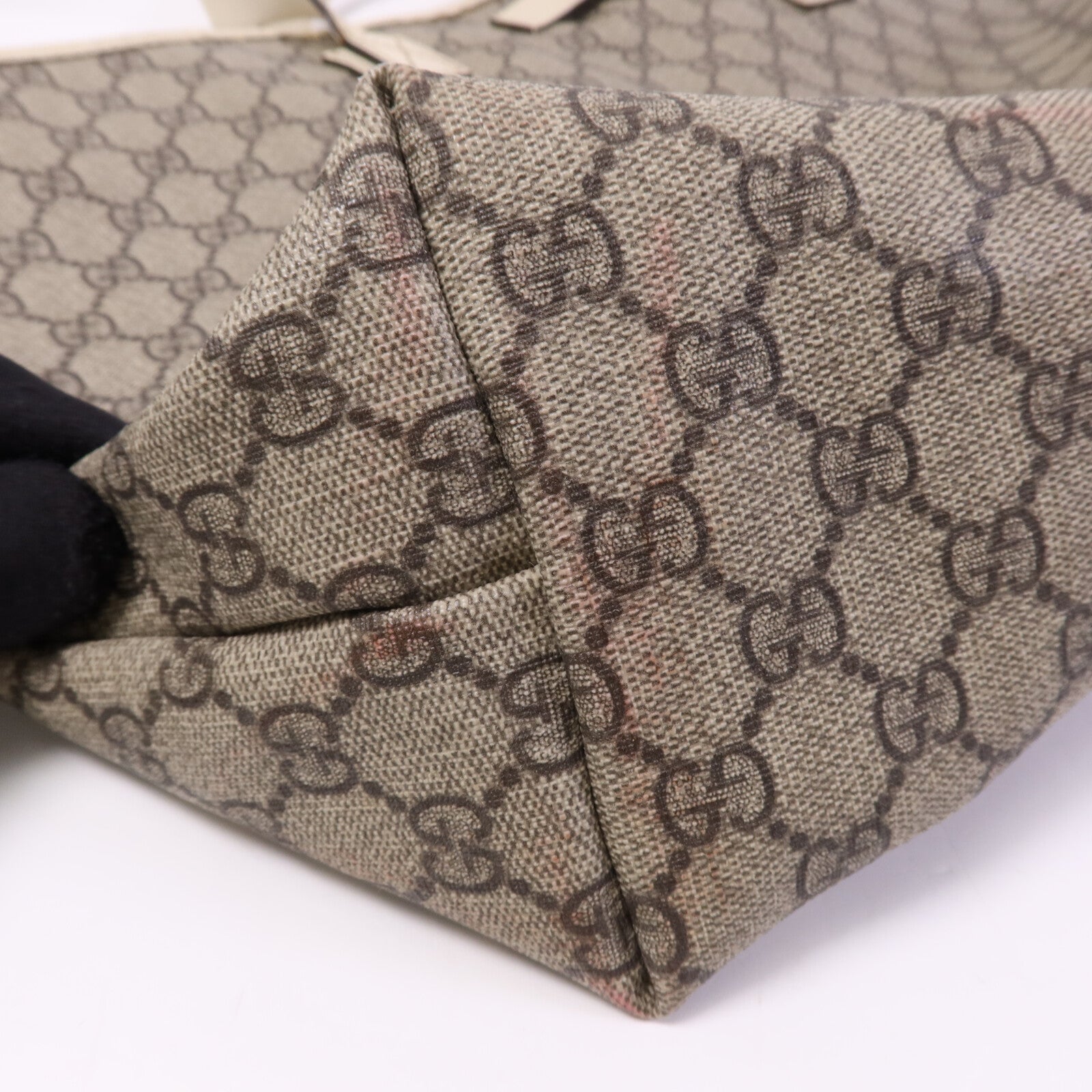 GUCCI 塗層帆布/牛皮皮革Tote Bag銀扣手挽袋