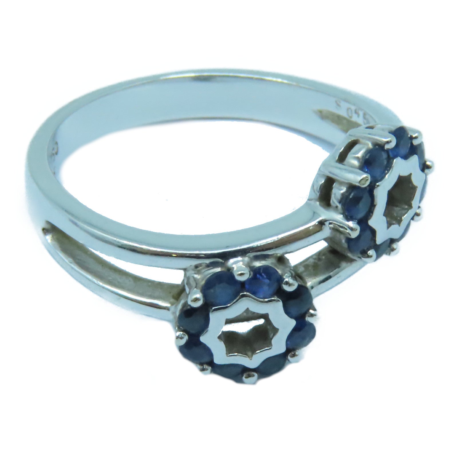 JEWELRY 【激減優惠】18K白金Sapphire Ring藍寶石戒指銀色/藍色US#6