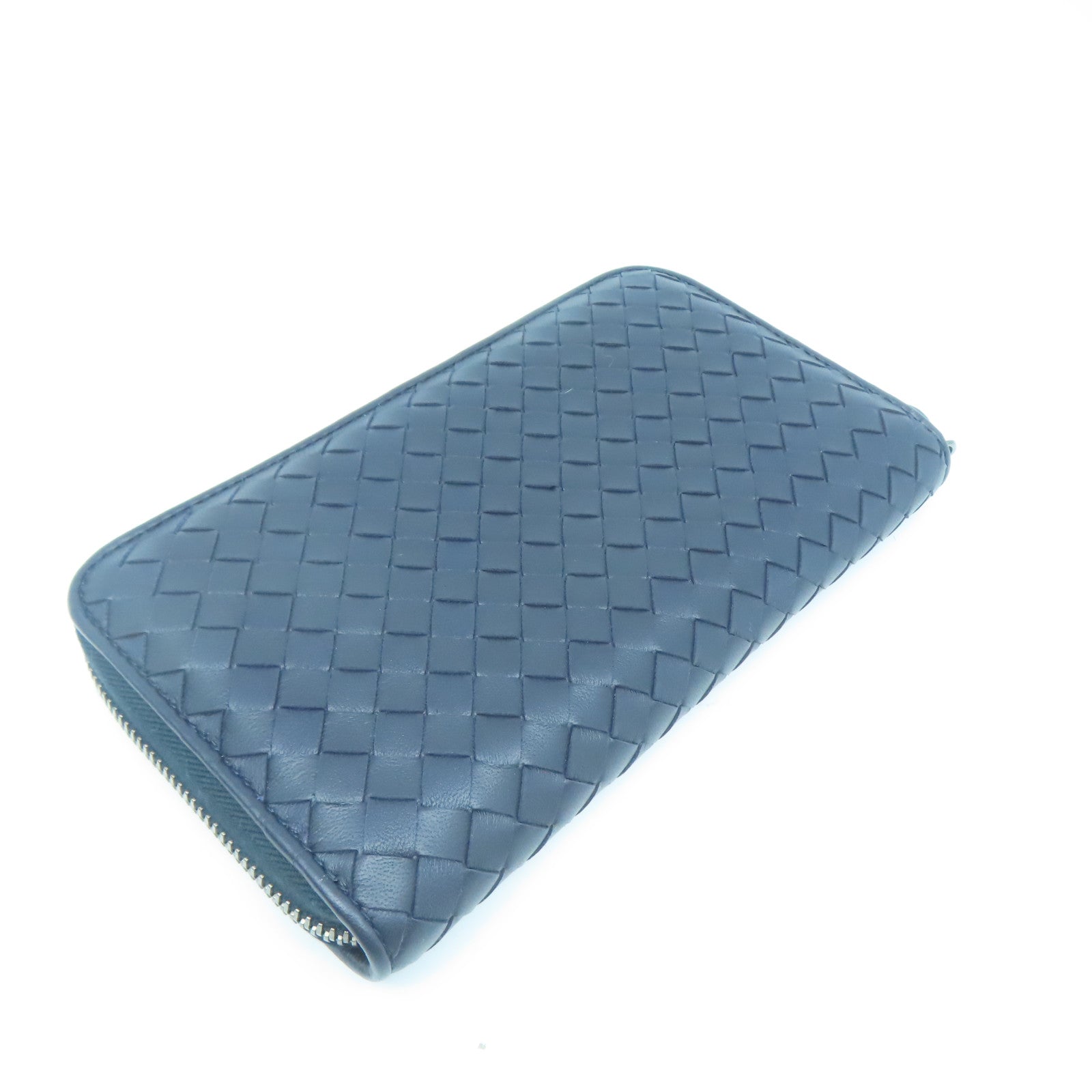BOTTEGA VENETA 【清倉大減價】羊皮皮革Long wallet黑扣長錢包深藍色