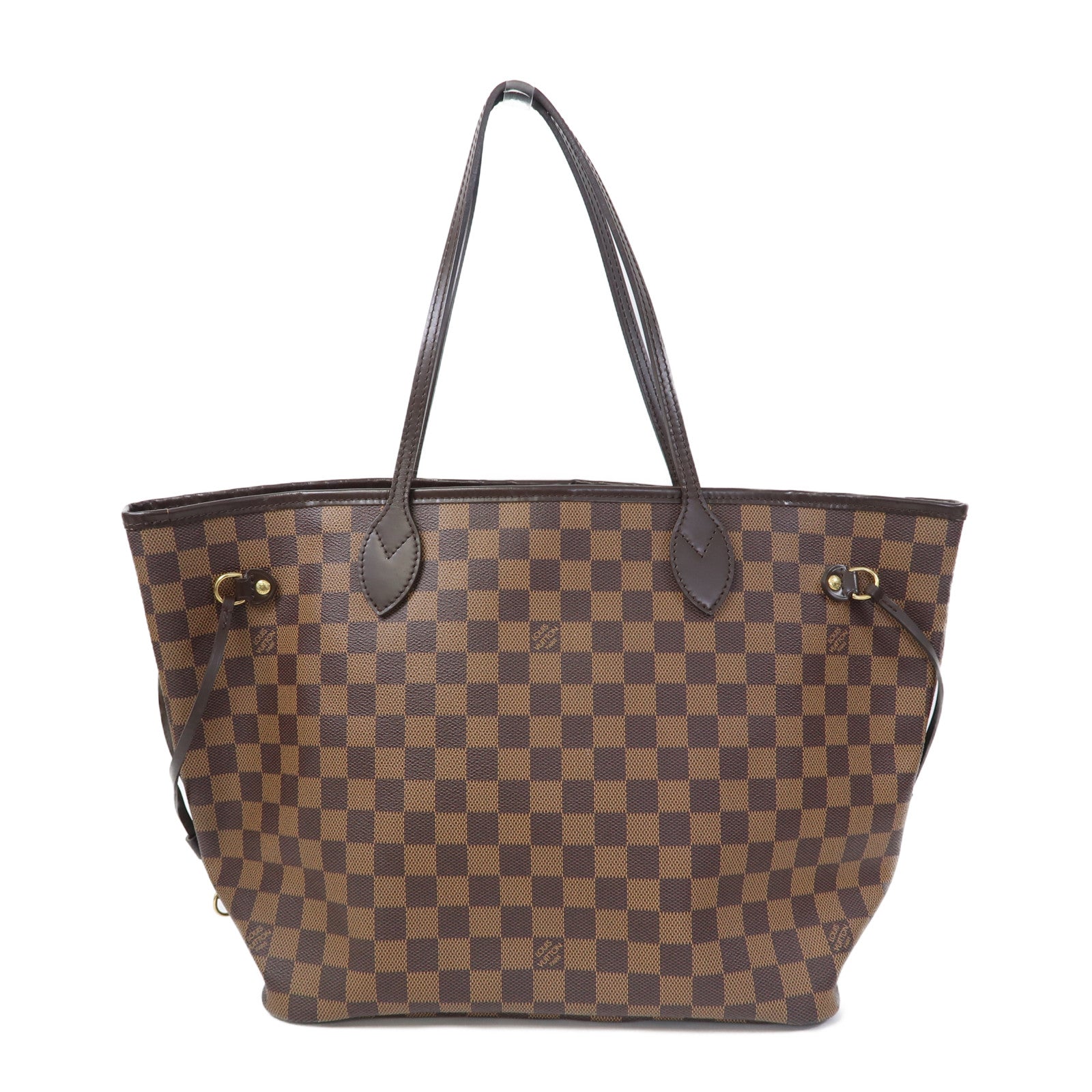 LOUIS VUITTON Damier Ebene Neverfull MM金扣肩背袋啡色